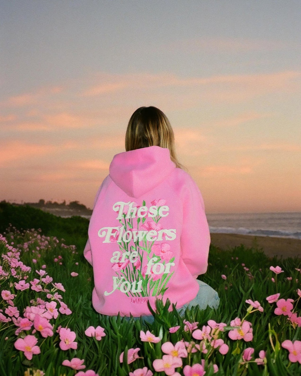 "These Flowers" Oversized Lux Hoodie in Pink