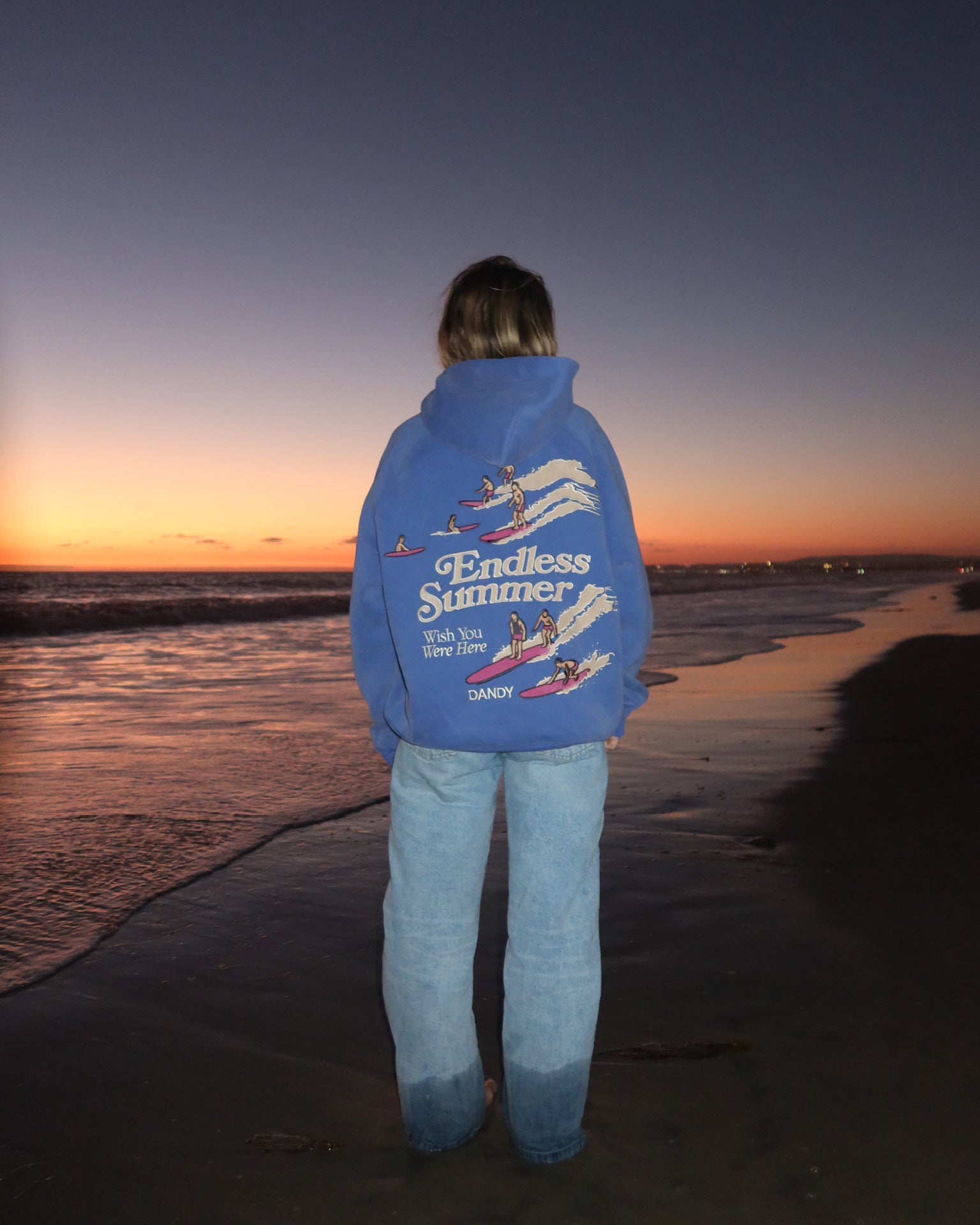 "Endless Summer" Oversized Lux Hoodie in Vintage Washed Blue