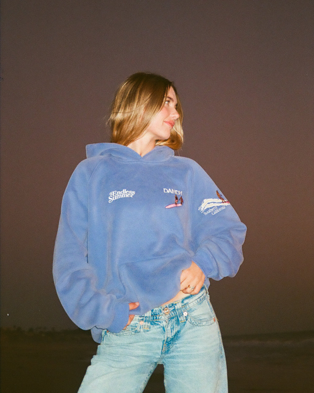 "Endless Summer" Oversized Lux Hoodie in Vintage Washed Blue