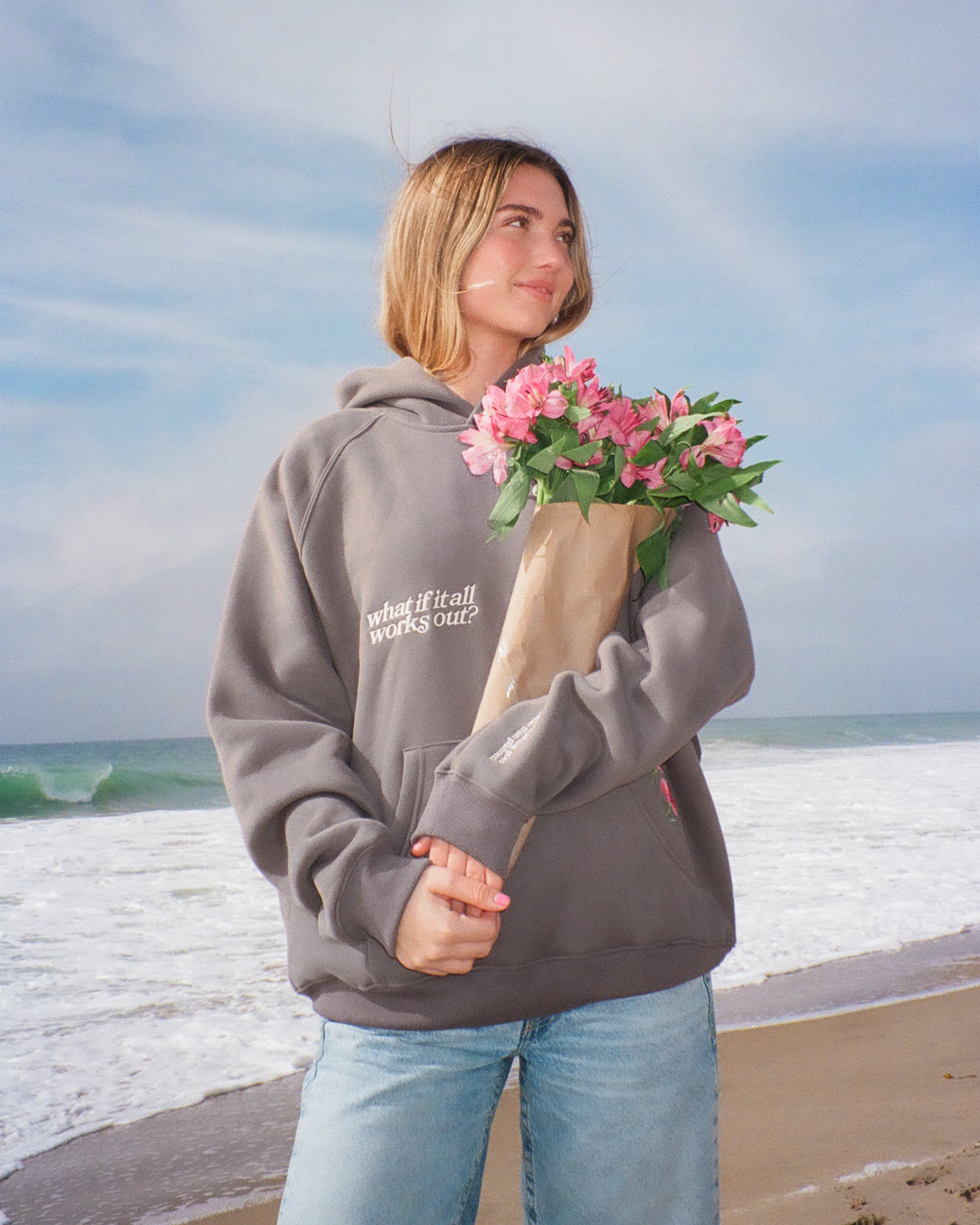 "What If" Oversized Lux Hoodie in Dark Gray