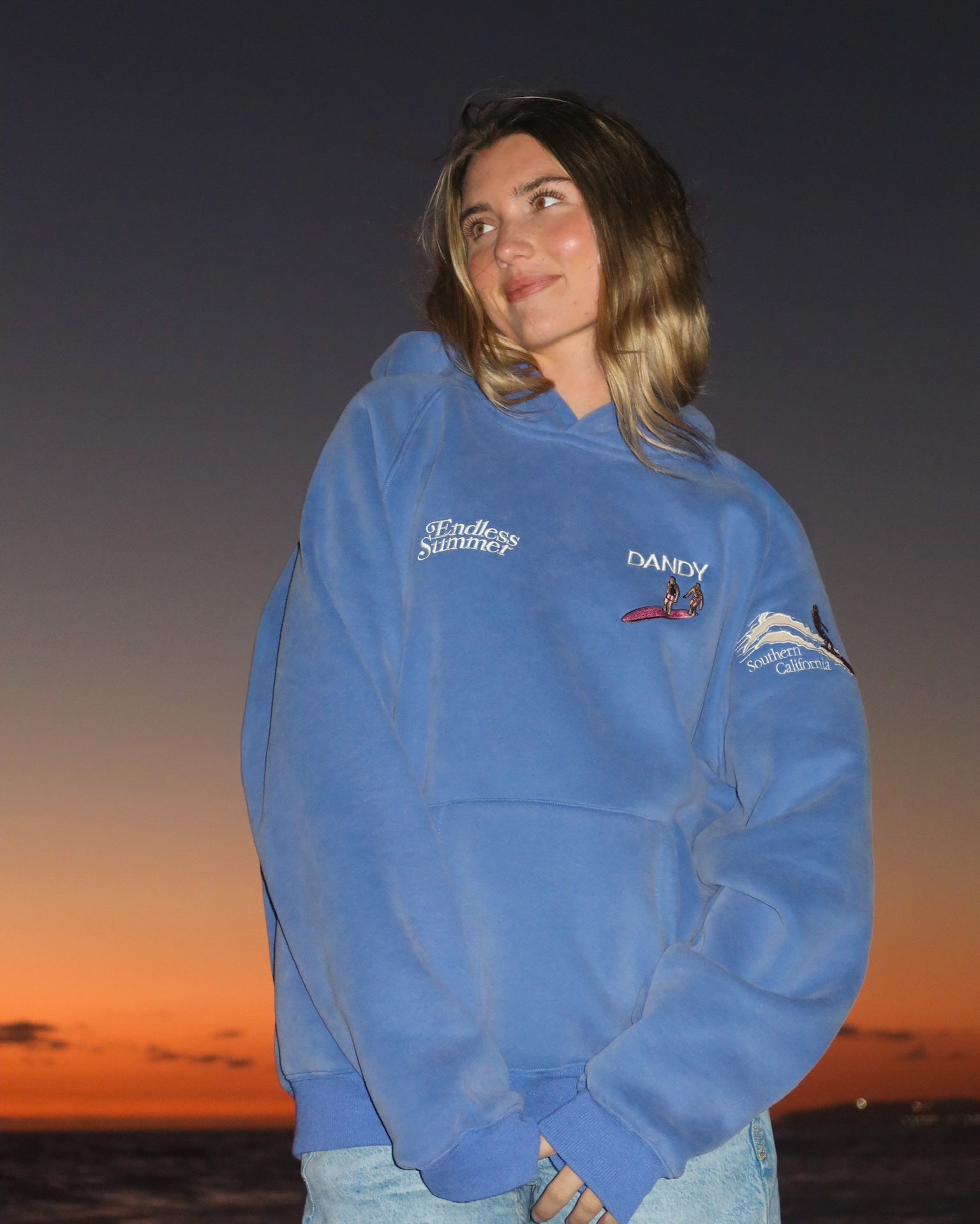"Endless Summer" Oversized Lux Hoodie in Vintage Washed Blue
