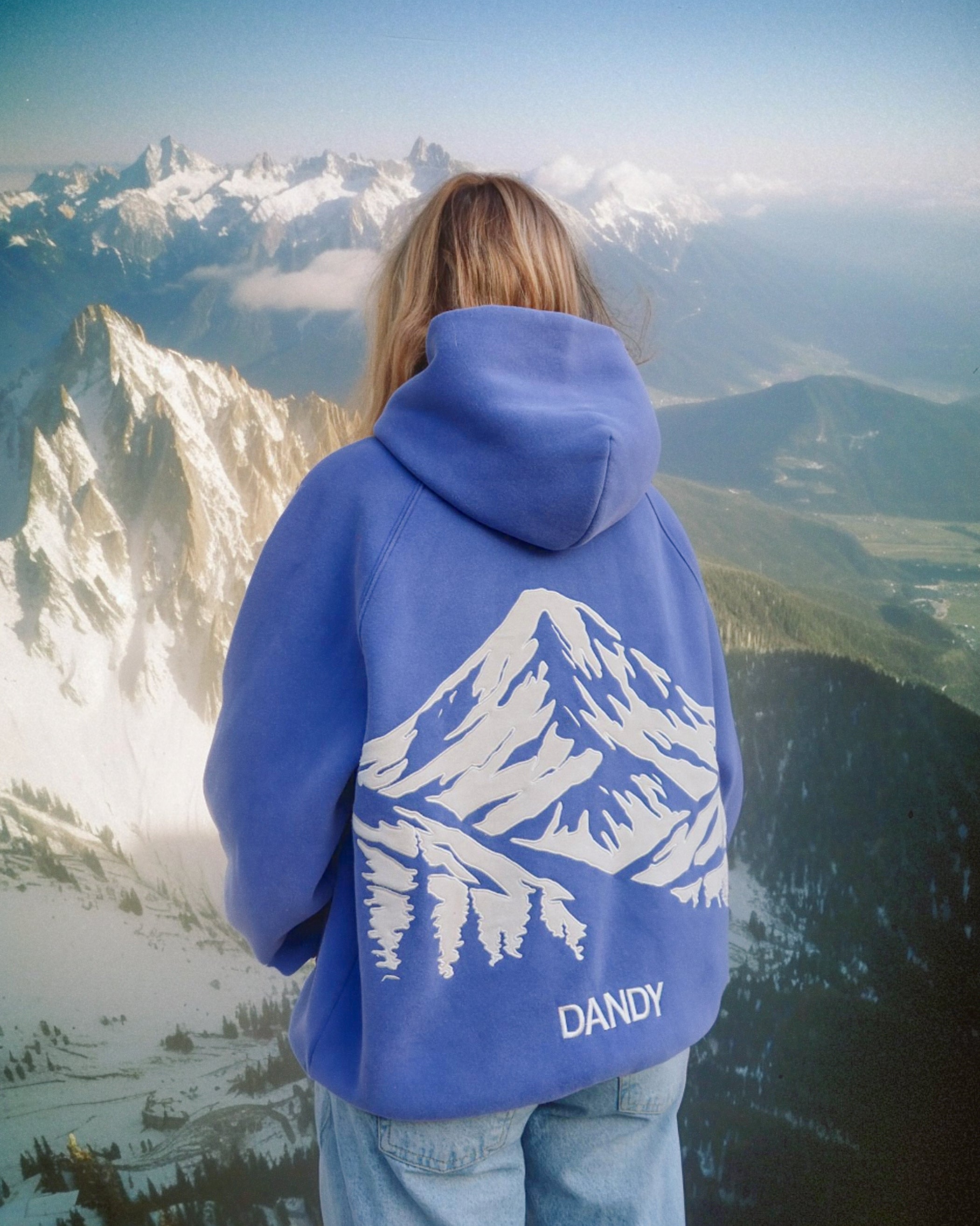 "Mountain" Oversized Lux Hoodie in Vintage Washed Blue
