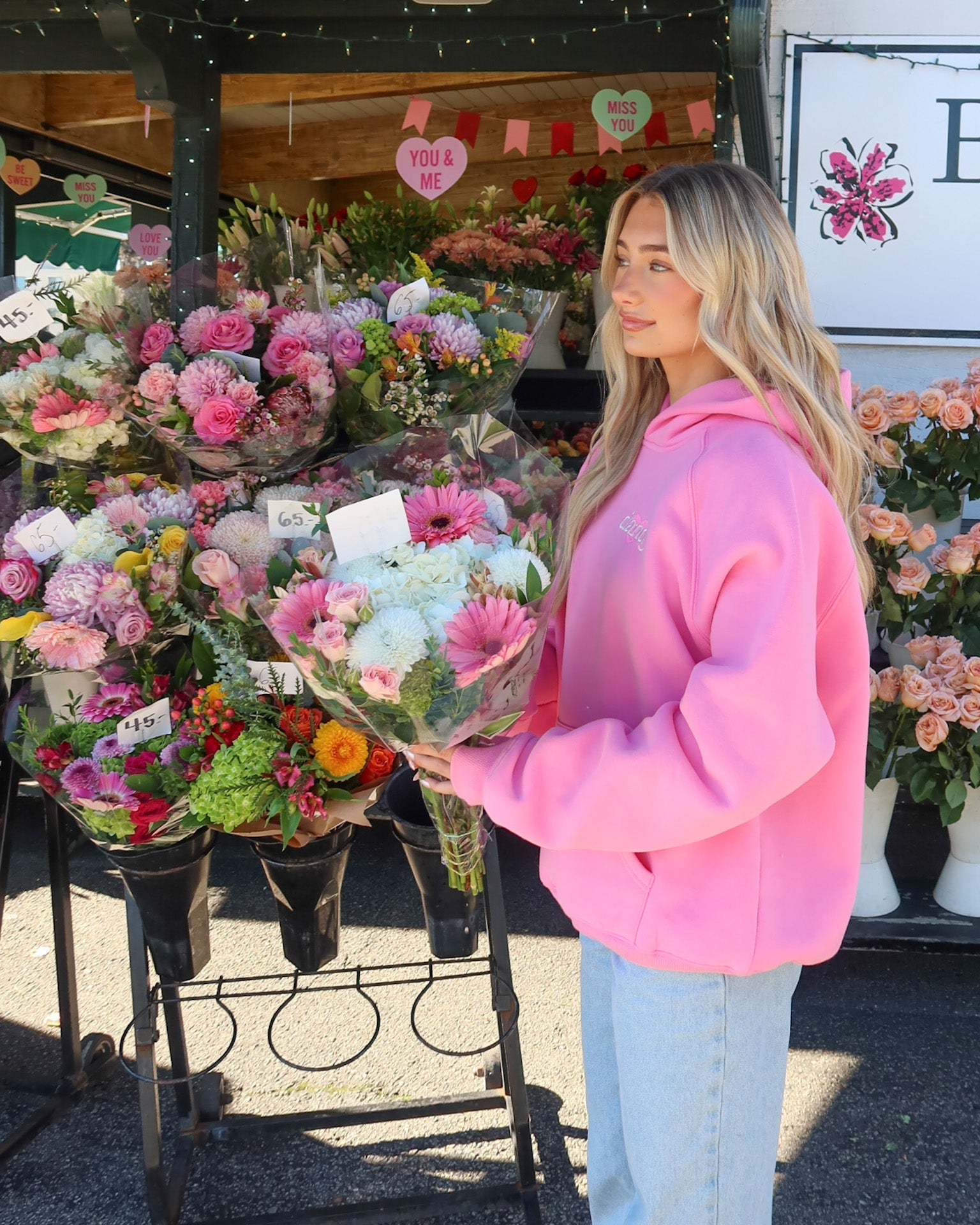 "These Flowers" Oversized Lux Hoodie in Pink