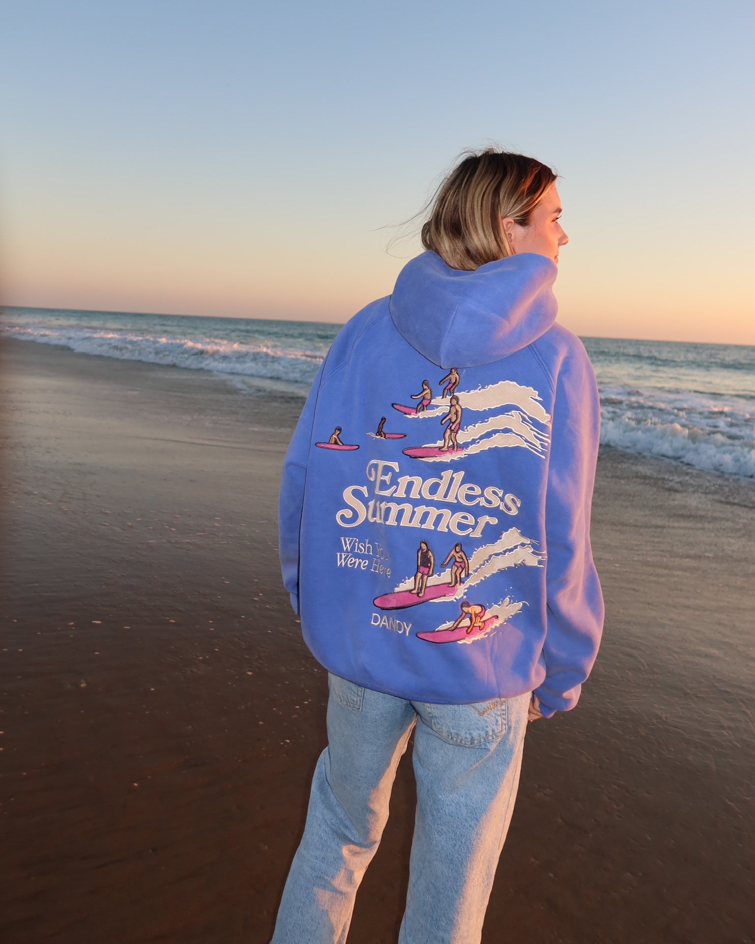"Endless Summer" Oversized Lux Hoodie in Vintage Washed Blue