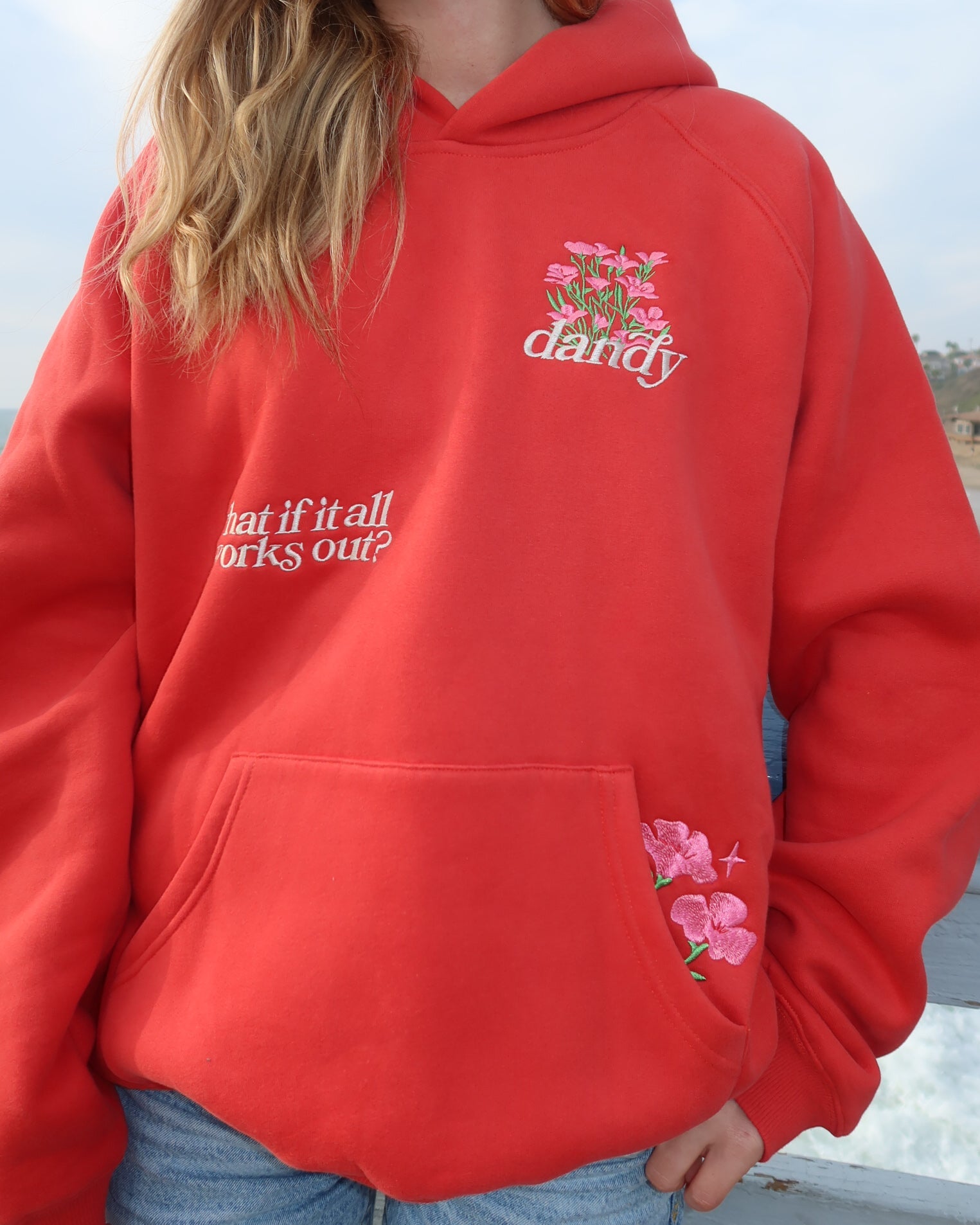 "What If" Oversized Lux Hoodie in Red