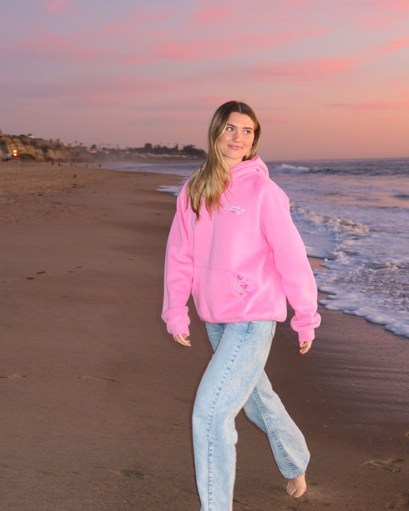 "These Flowers" Oversized Lux Hoodie in Pink
