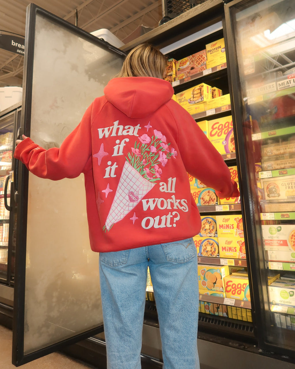 "What If" Oversized Lux Hoodie in Red