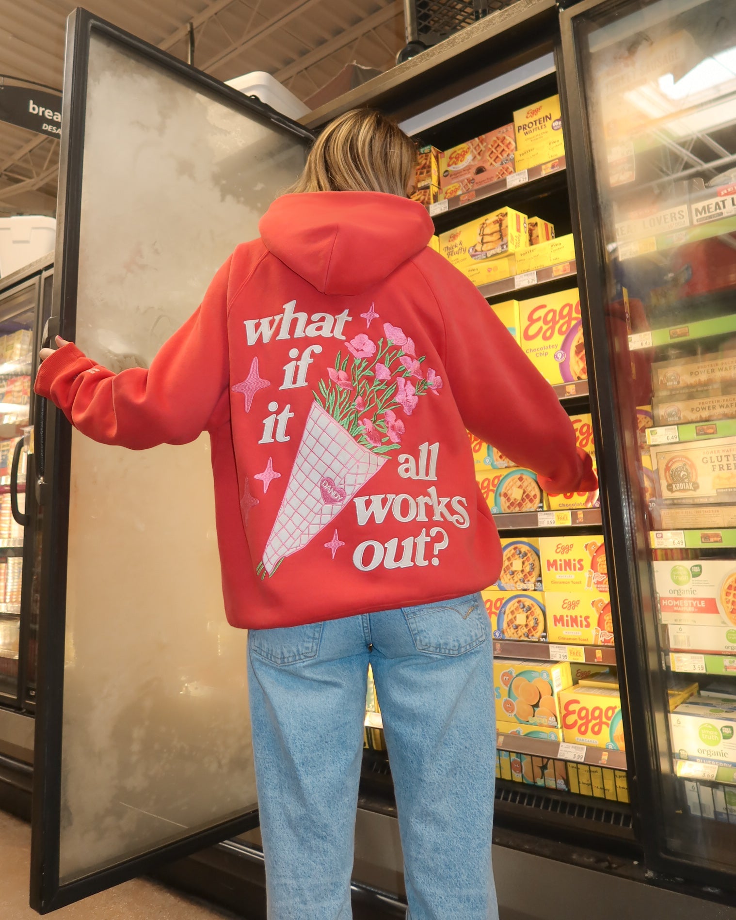 "What If" Oversized Lux Hoodie in Red
