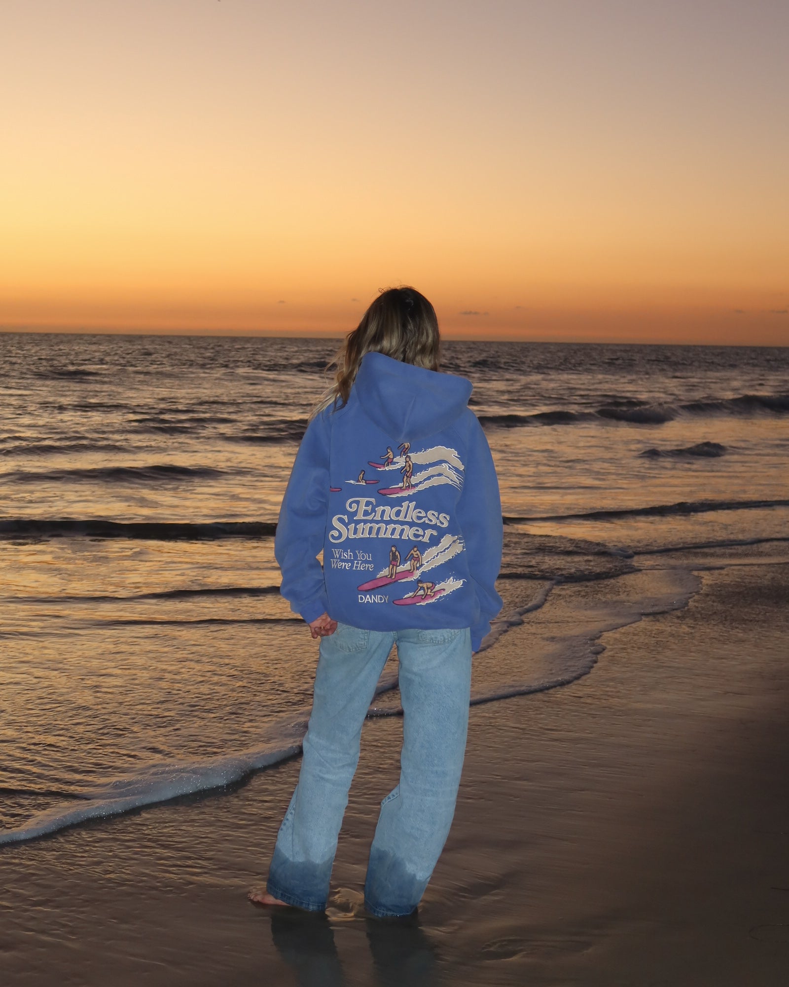 "Endless Summer" Oversized Lux Hoodie in Vintage Washed Blue