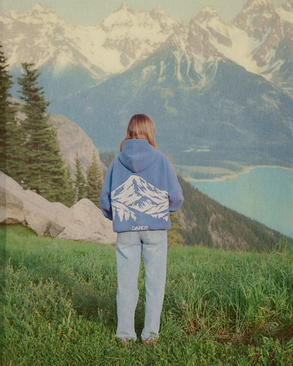"Mountain" Oversized Lux Hoodie in Vintage Washed Blue