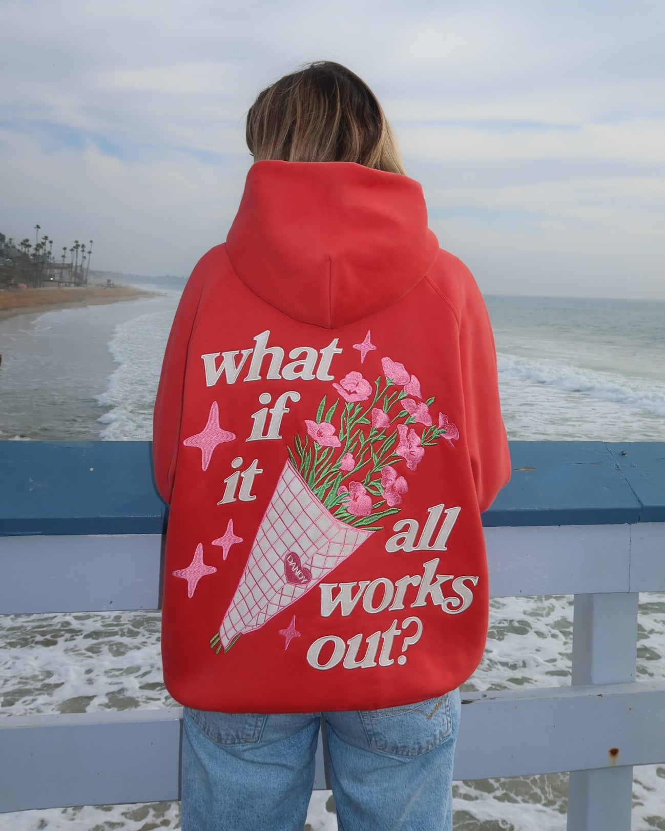 "What If" Oversized Lux Hoodie in Red
