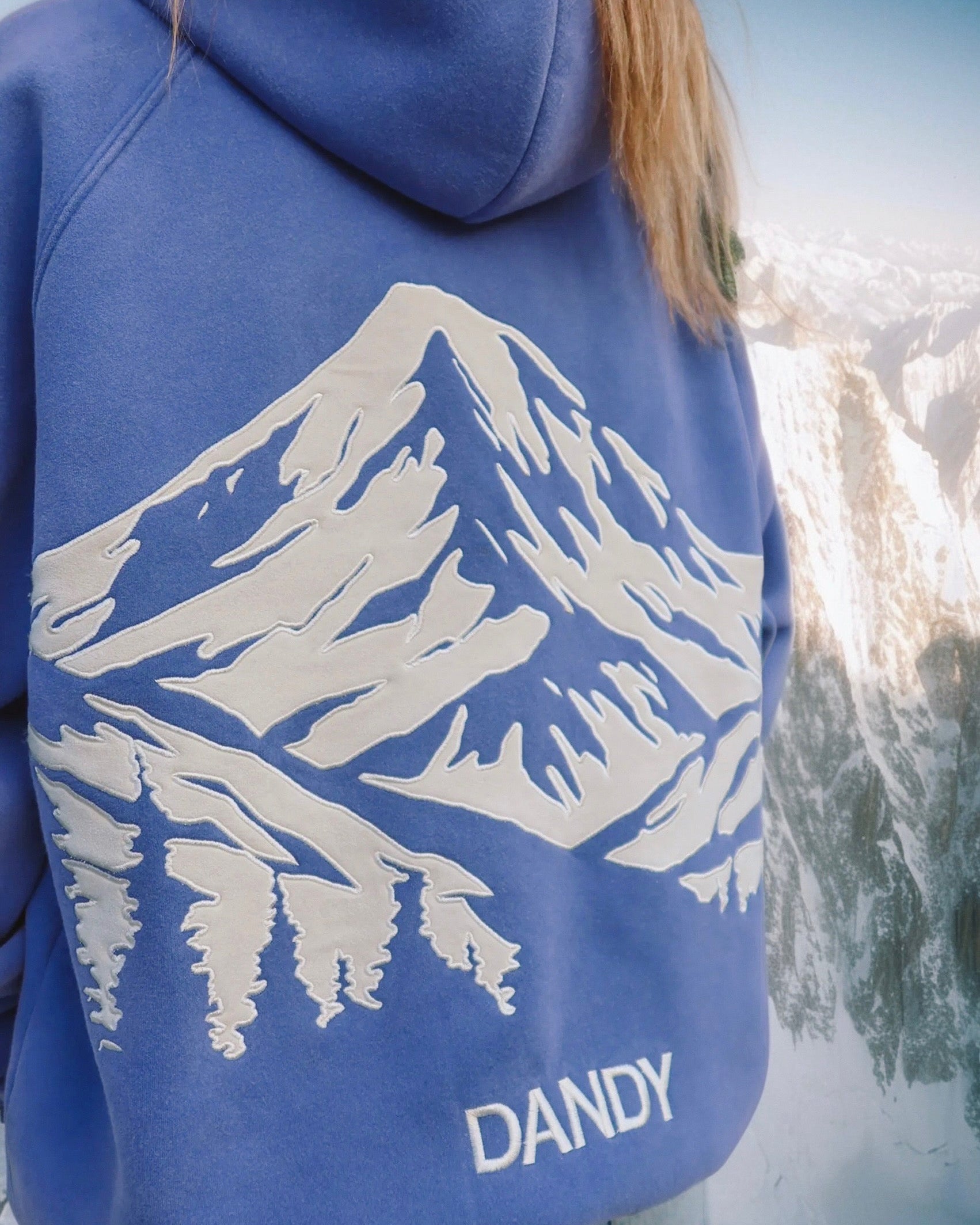 "Mountain" Oversized Lux Hoodie in Vintage Washed Blue
