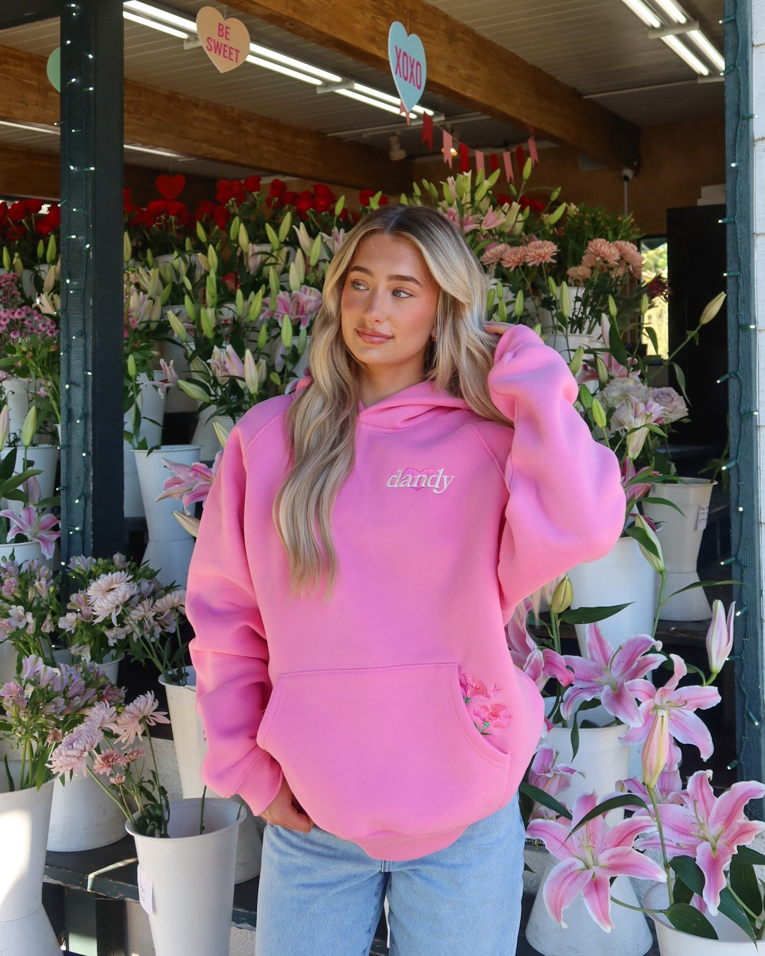 "These Flowers" Oversized Lux Hoodie in Pink