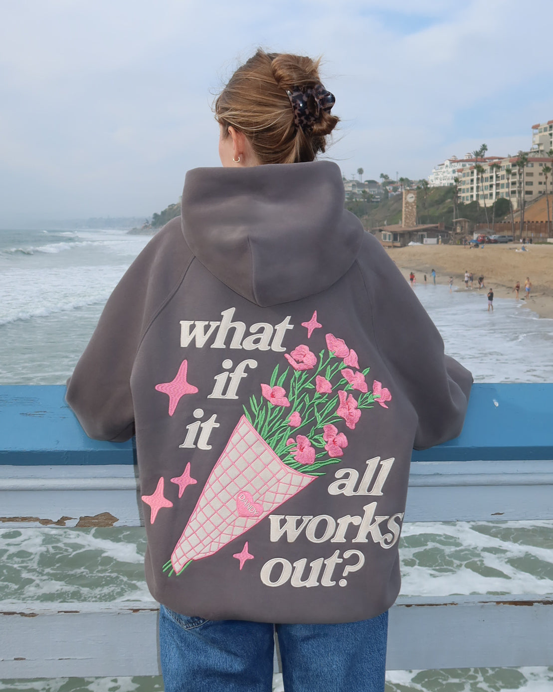 "What If" Oversized Lux Hoodie in Dark Gray