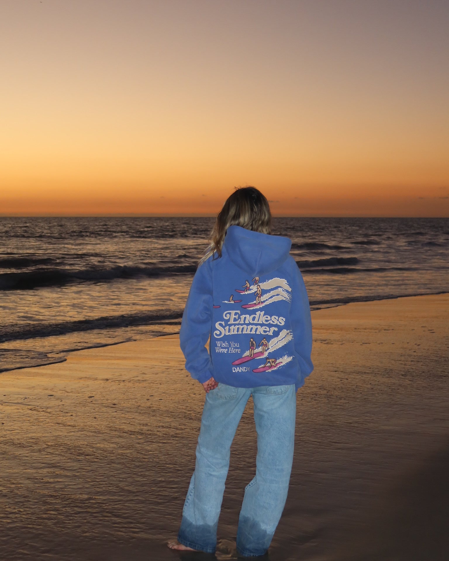 "Endless Summer" Oversized Lux Hoodie in Vintage Washed Blue