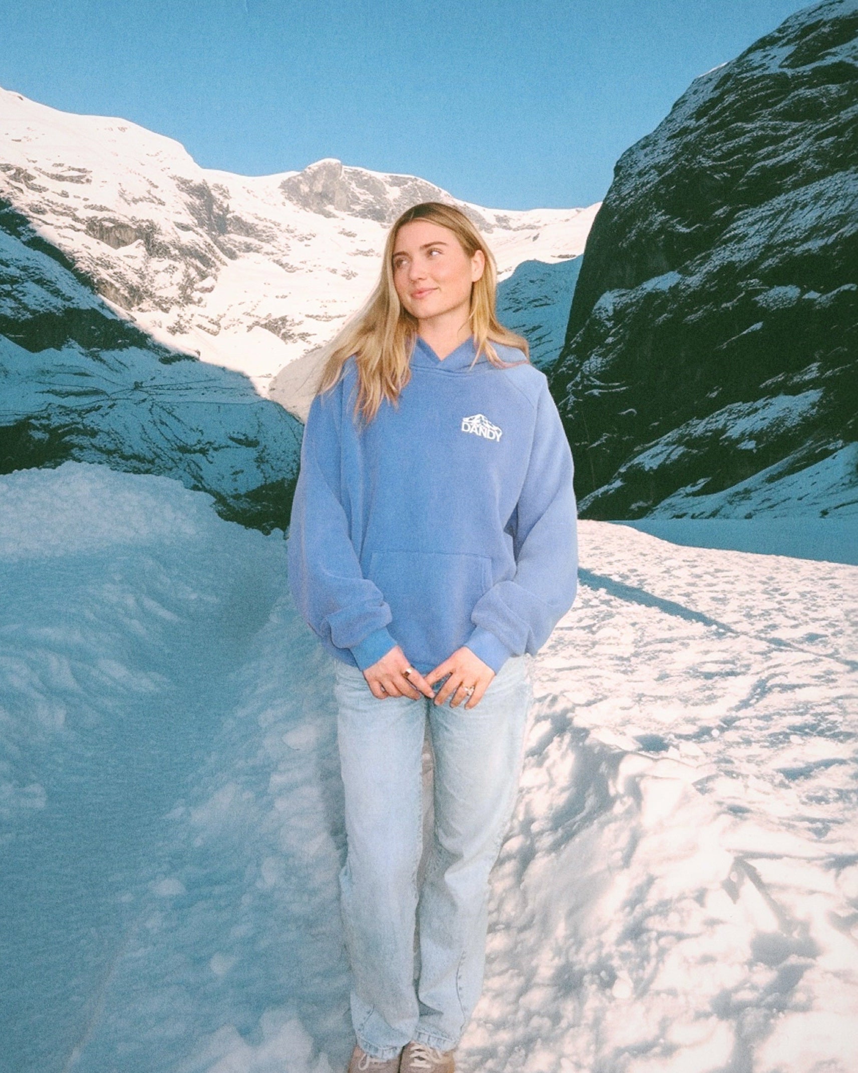 "Mountain" Oversized Lux Hoodie in Vintage Washed Blue