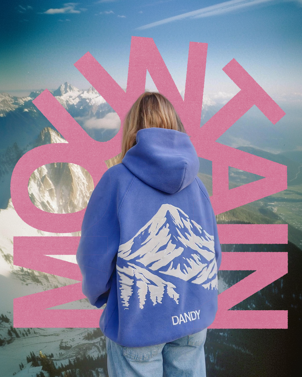 "Mountain" Oversized Lux Hoodie in Vintage Washed Blue