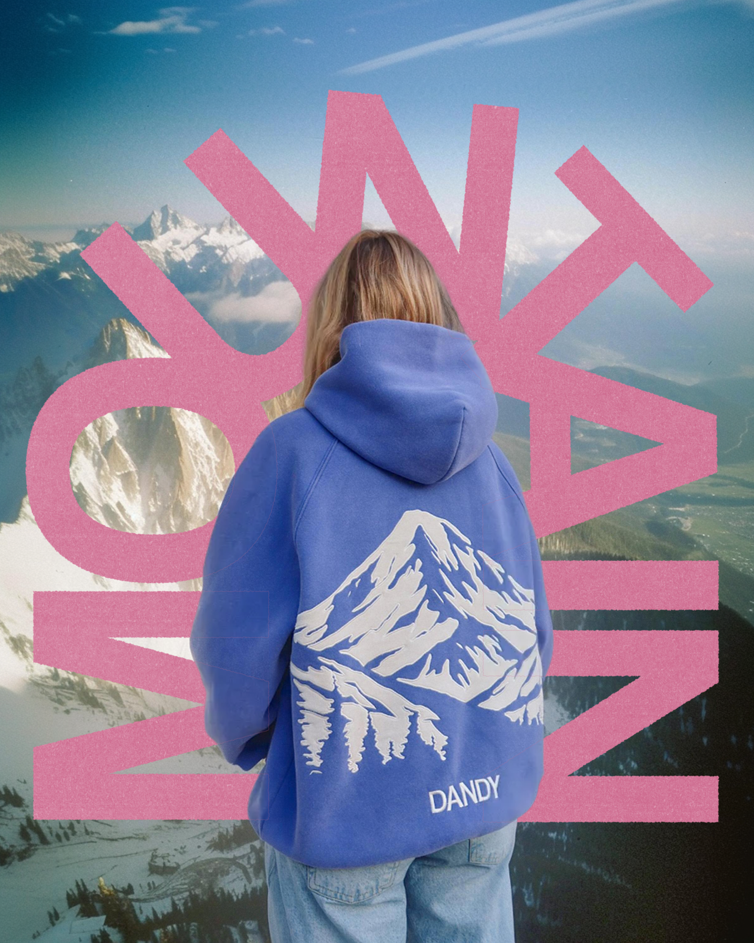 "Mountain" Oversized Lux Hoodie in Vintage Washed Blue
