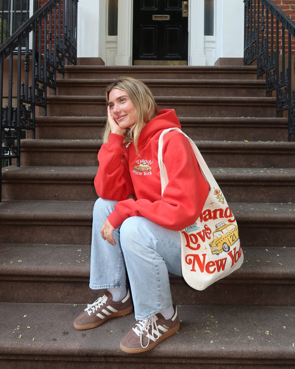 "New York" Oversized Lux Hoodie in Red