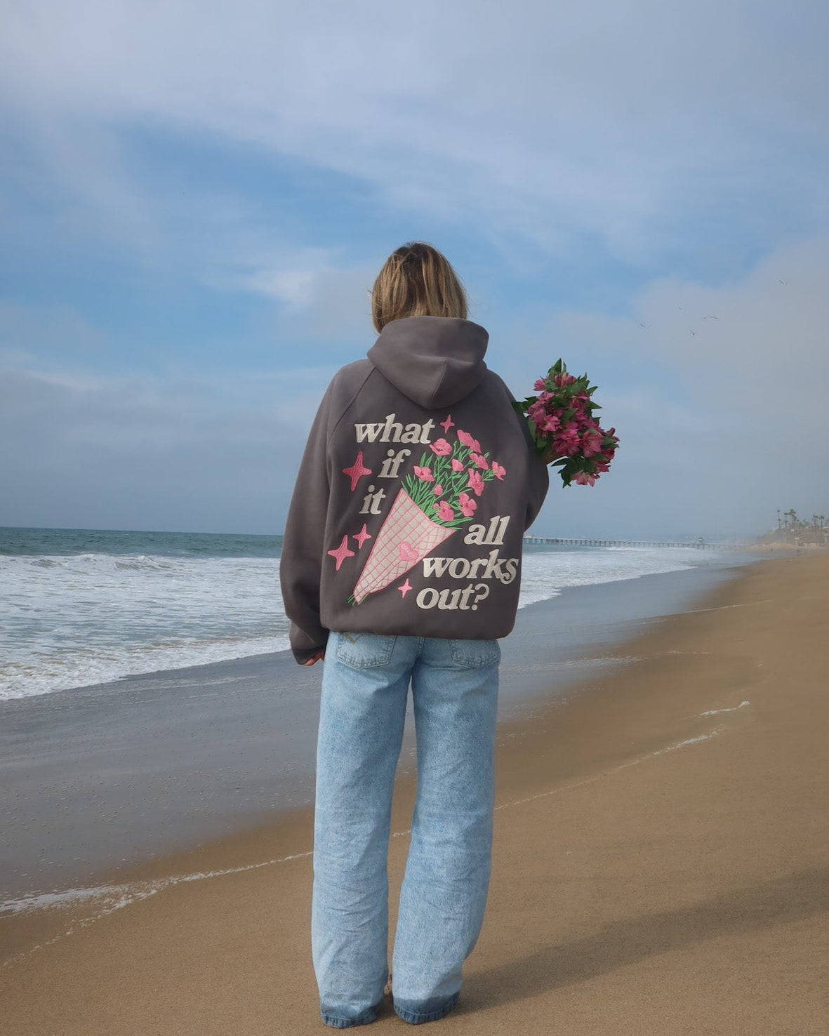 "What If" Oversized Lux Hoodie in Dark Gray