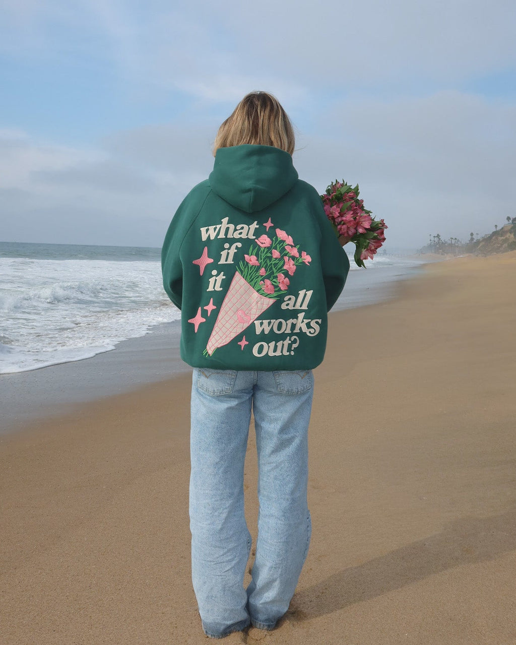 "What If" Oversized Lux Hoodie in Green