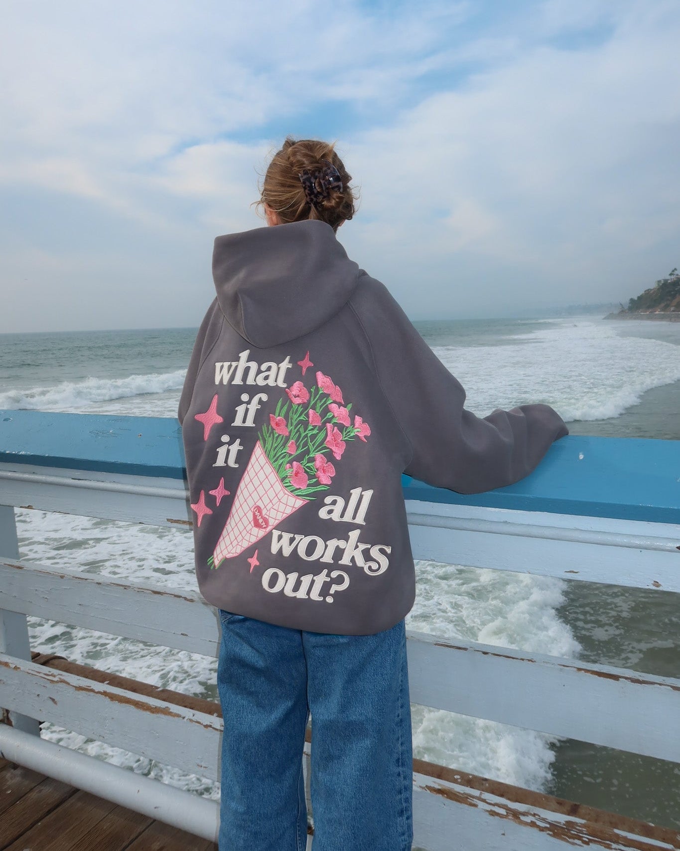 "What If" Oversized Lux Hoodie in Dark Gray