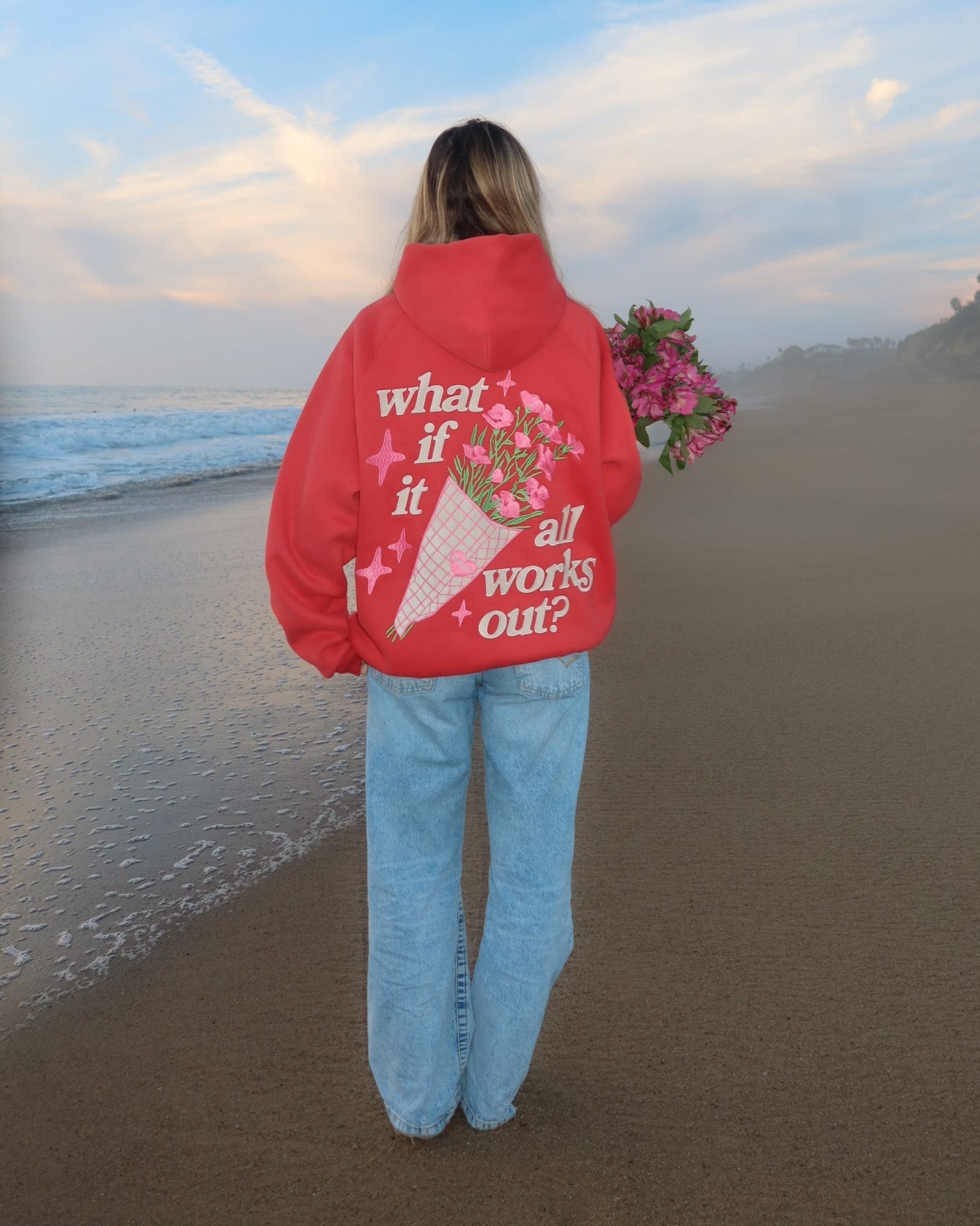 "What If" Oversized Lux Hoodie in Red