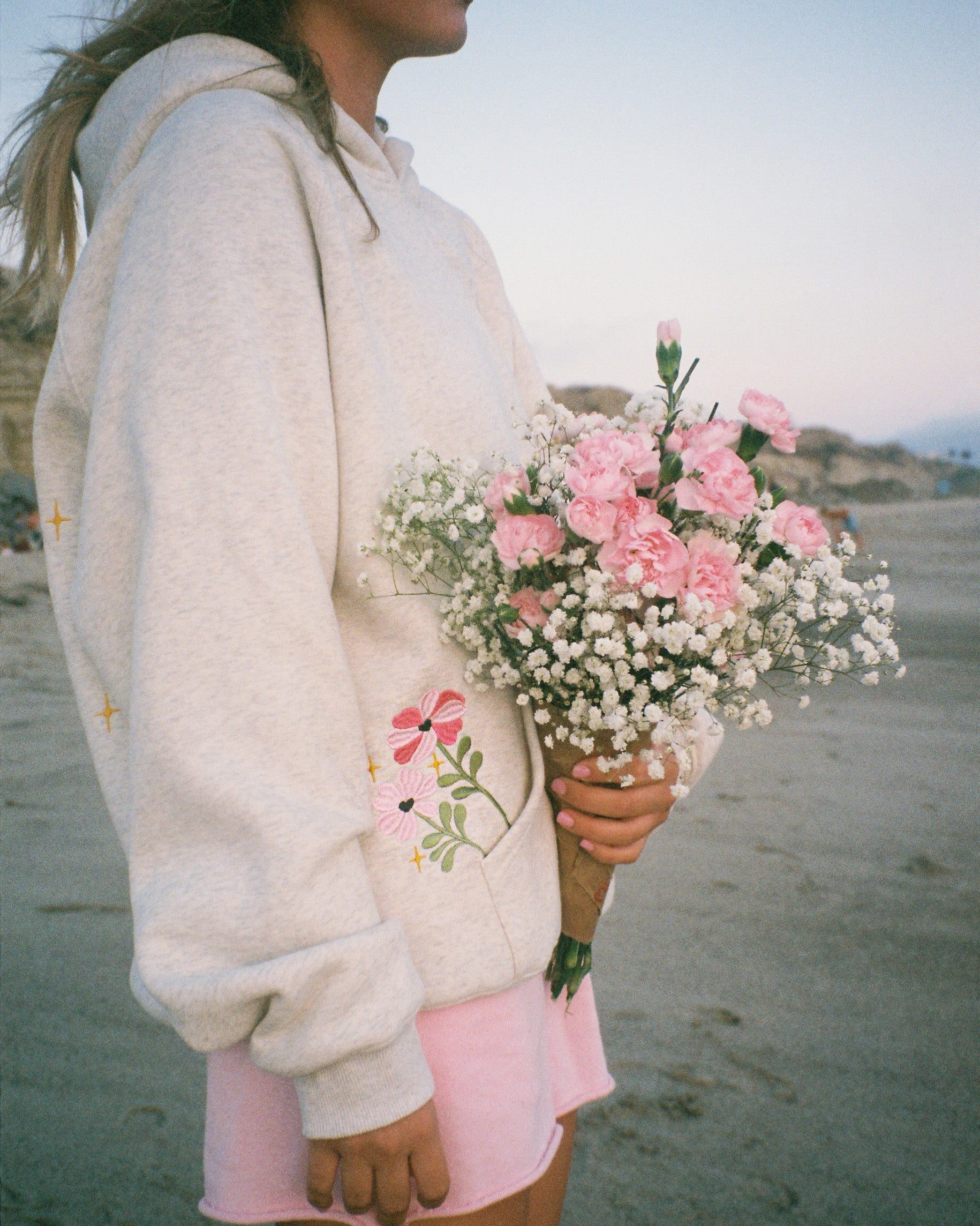 "Gift Giving" Oversized Lux Hoodie in Heather Gray