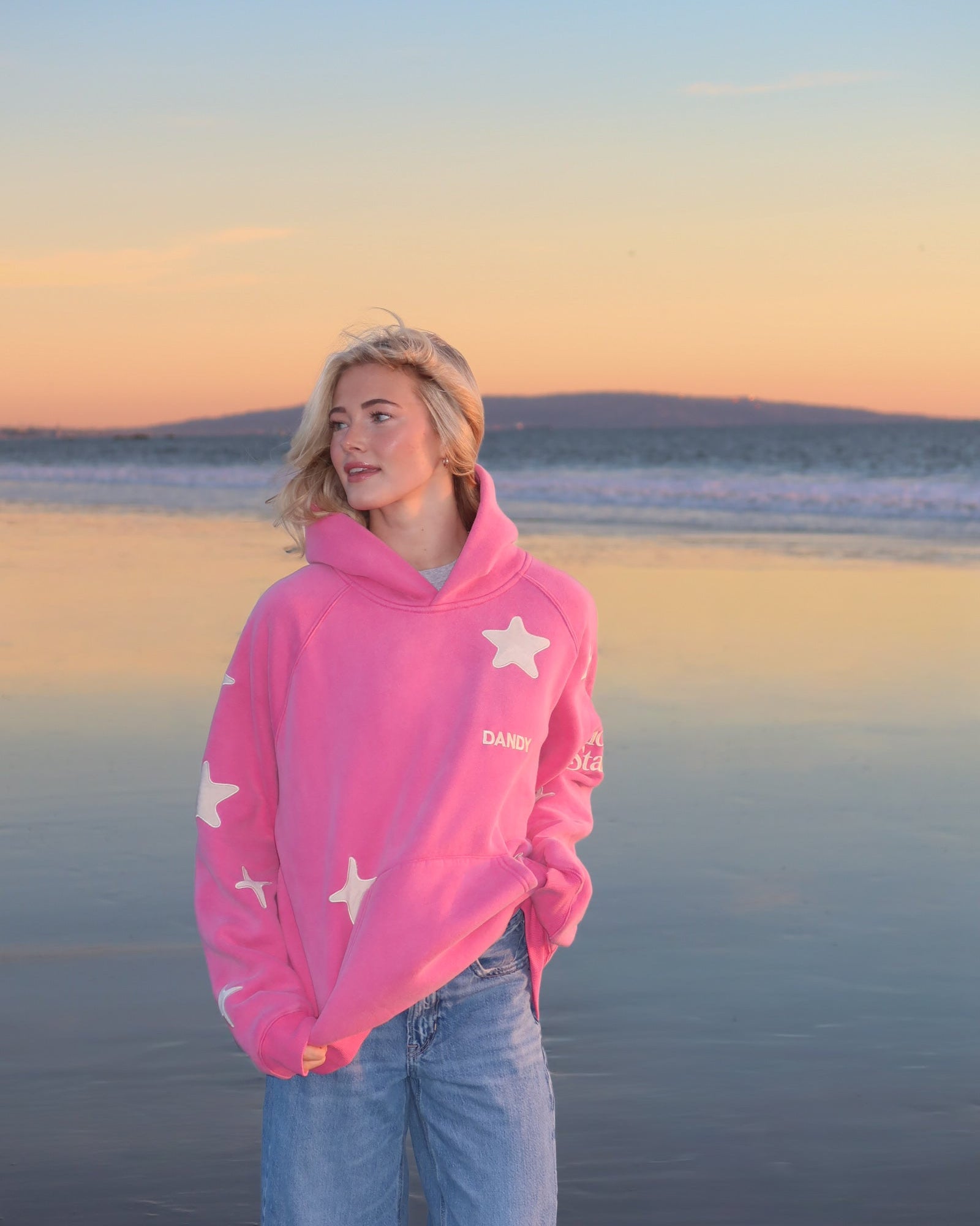 "Lucky Stars" Oversized Lux Hoodie in Vintage Washed Pink