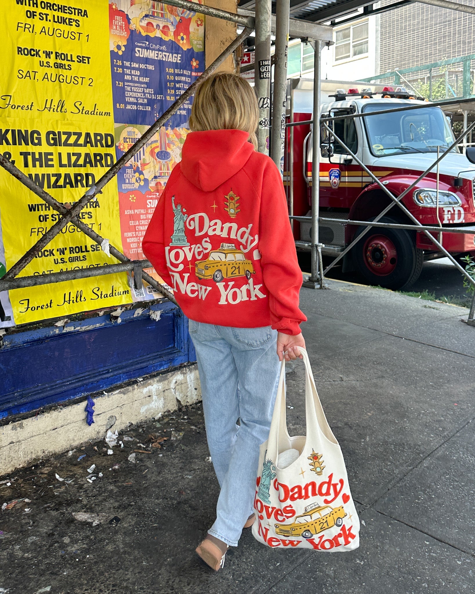 "New York" Oversized Lux Hoodie in Red