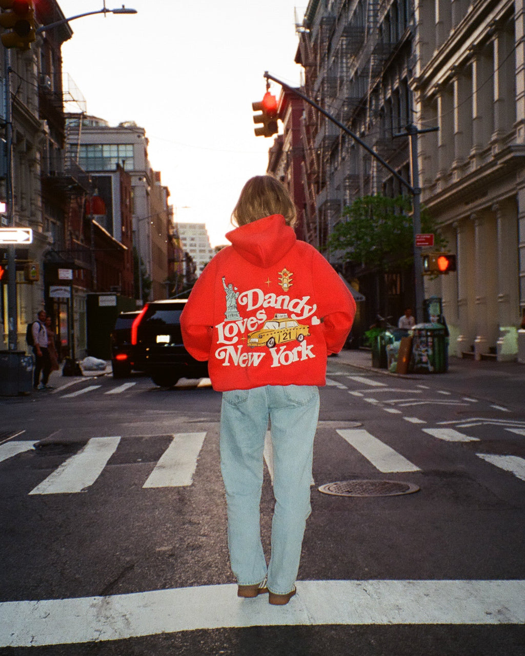 "New York" Oversized Lux Hoodie in Red