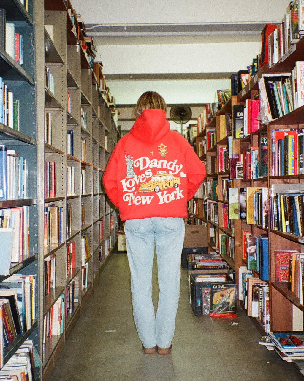 "New York" Oversized Lux Hoodie in Red
