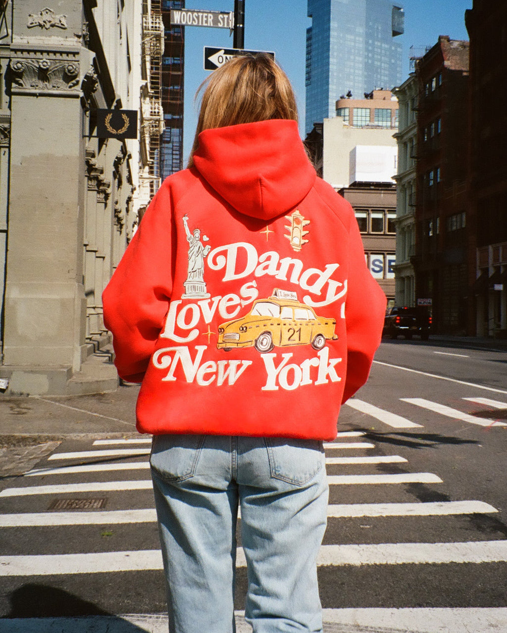 "New York" Oversized Lux Hoodie in Red