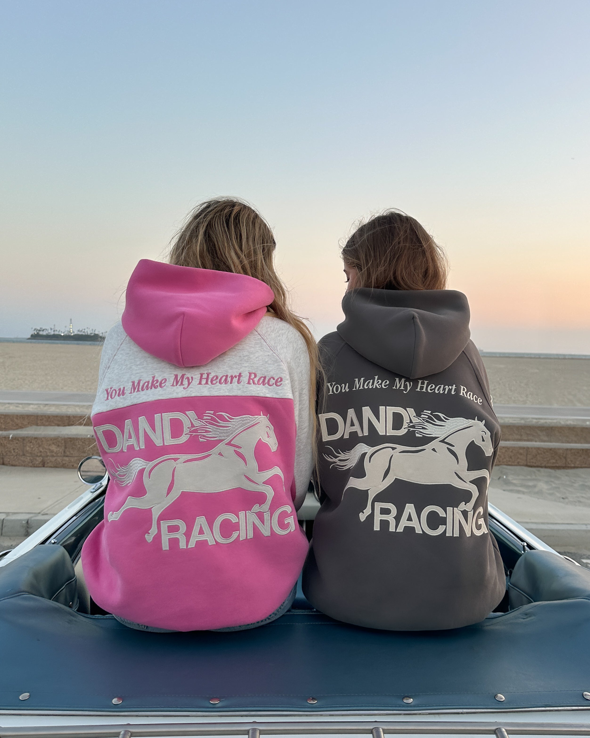 "Racing Heart" Oversized Lux Hoodie in Pink