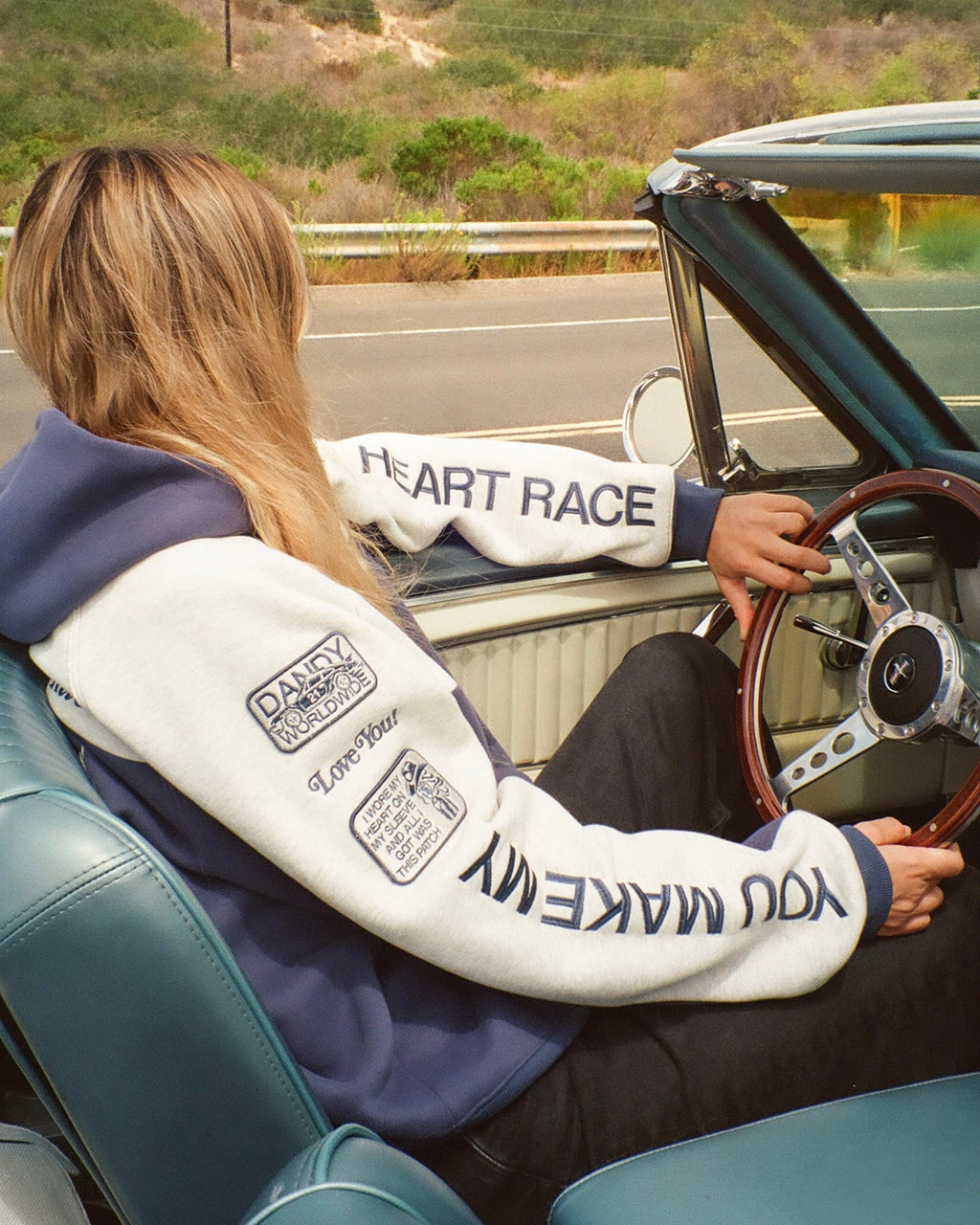 "Racing Heart" Oversized Lux Hoodie in Blue