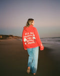 "All my Friends" Oversized Lux Hoodie in Red