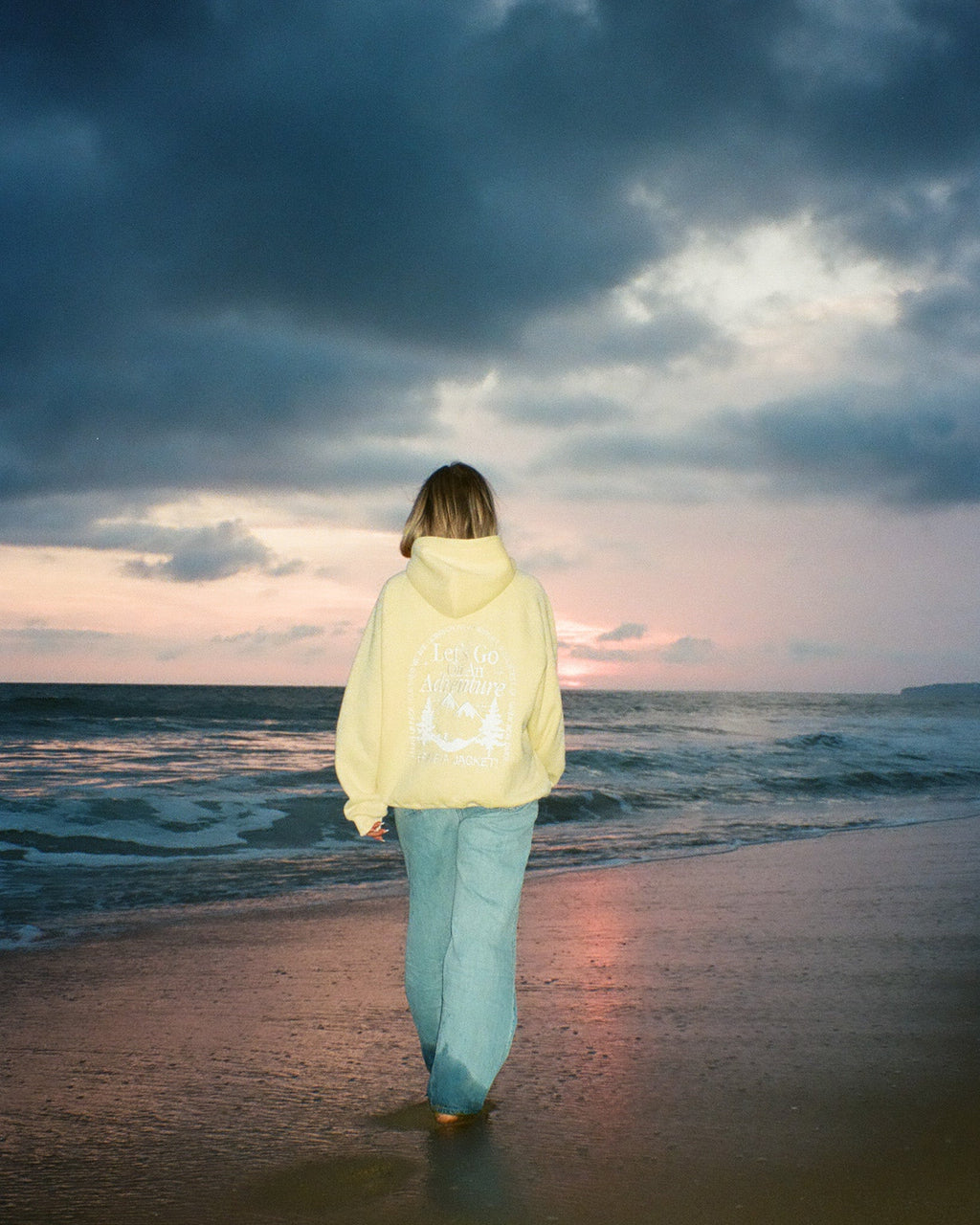 "Let's Go On An Adventure" Oversized Lux Hoodie in Butter Yellow