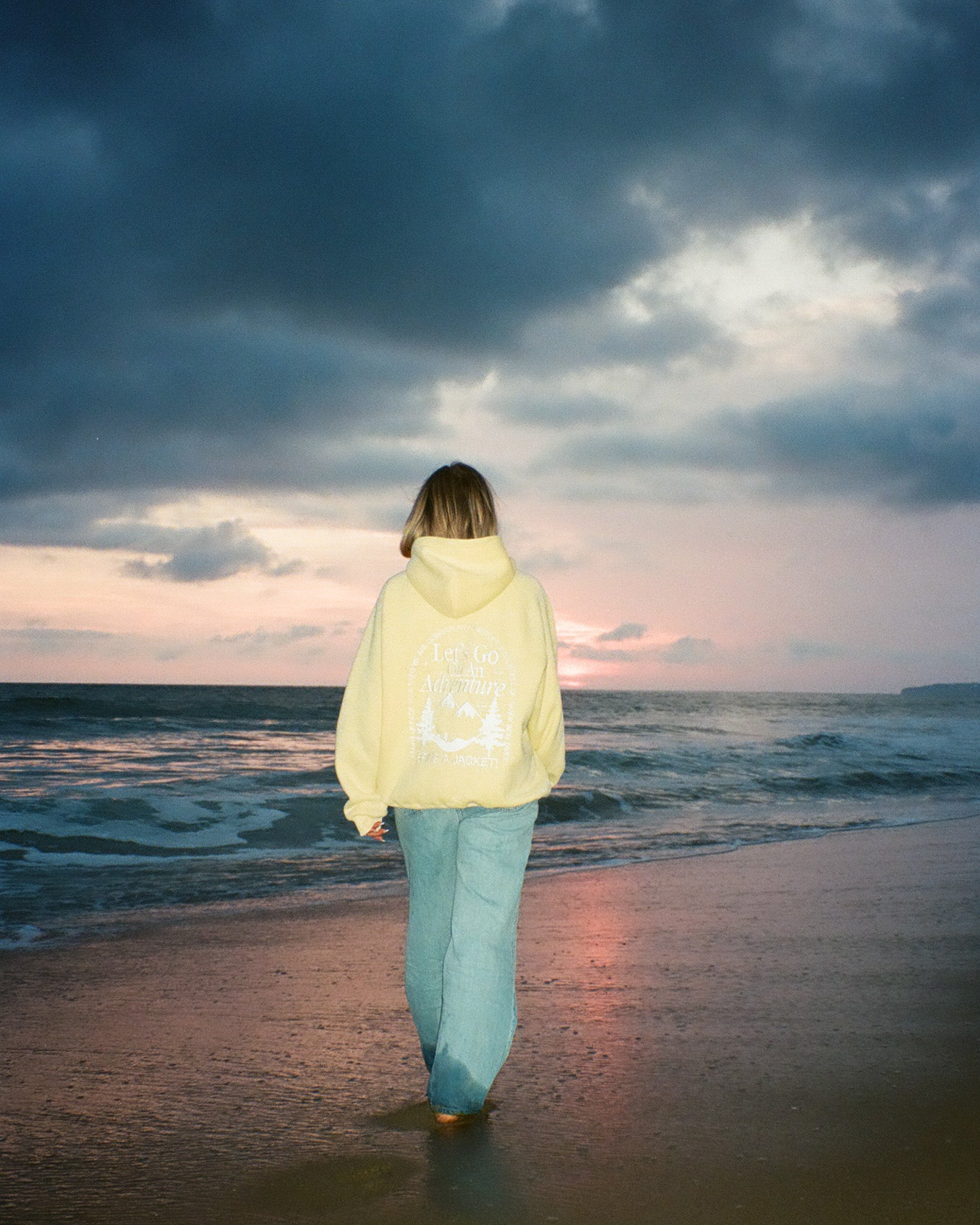 "Let's Go On An Adventure" Oversized Lux Hoodie in Butter Yellow