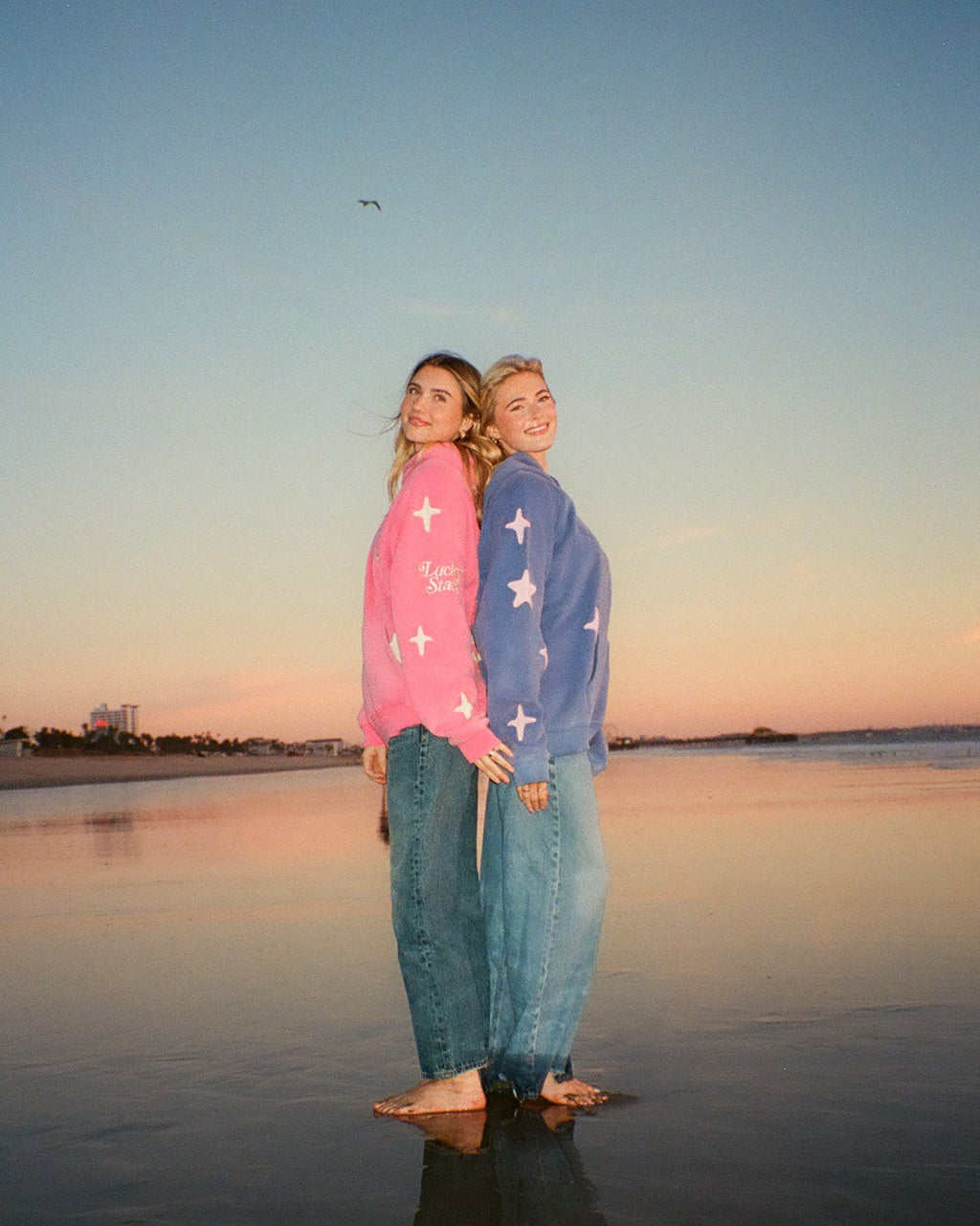 "Lucky Stars" Oversized Lux Hoodie in Vintage Washed Blue