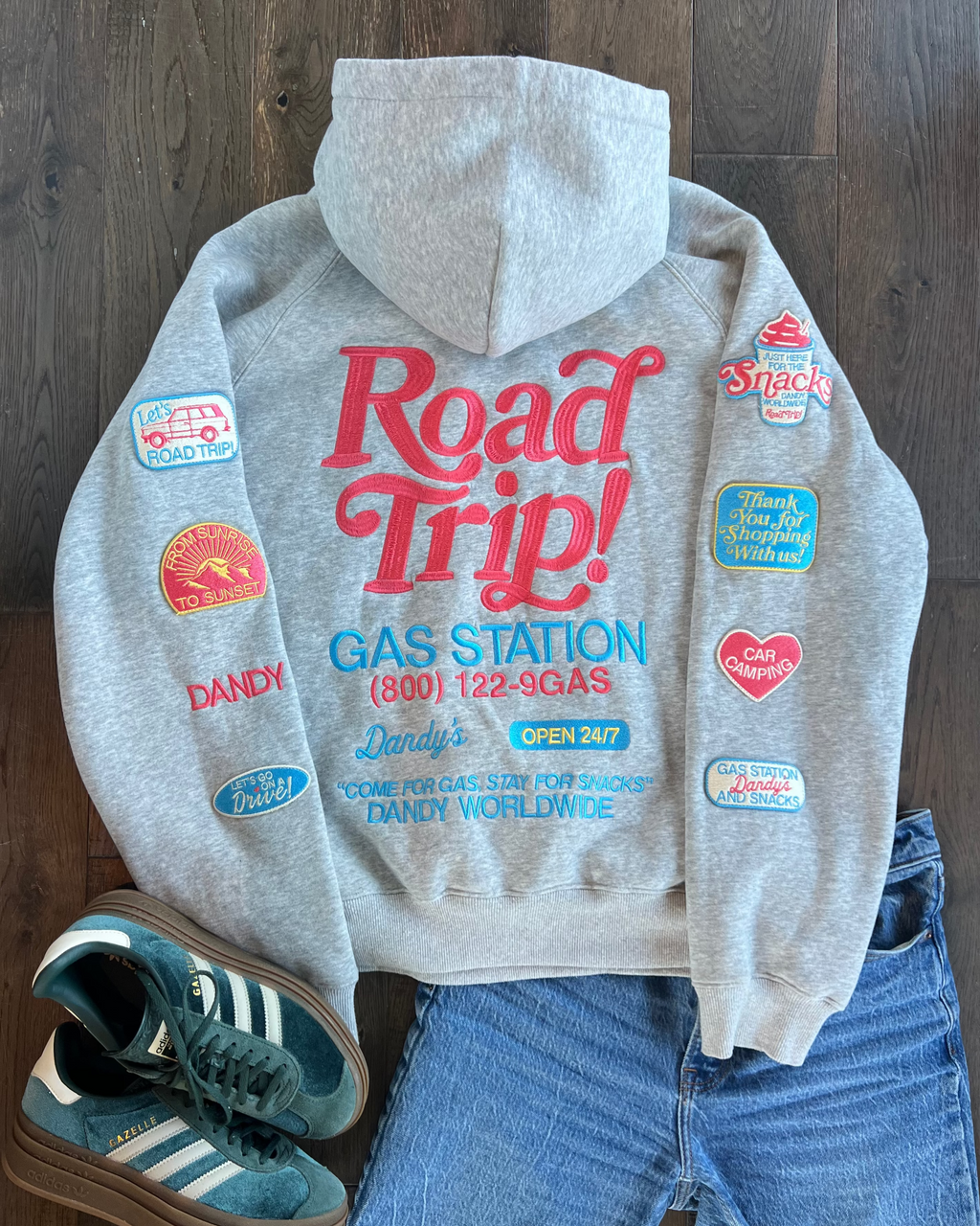 "Road Trip!" Oversized Lux Hoodie in Dark Heather