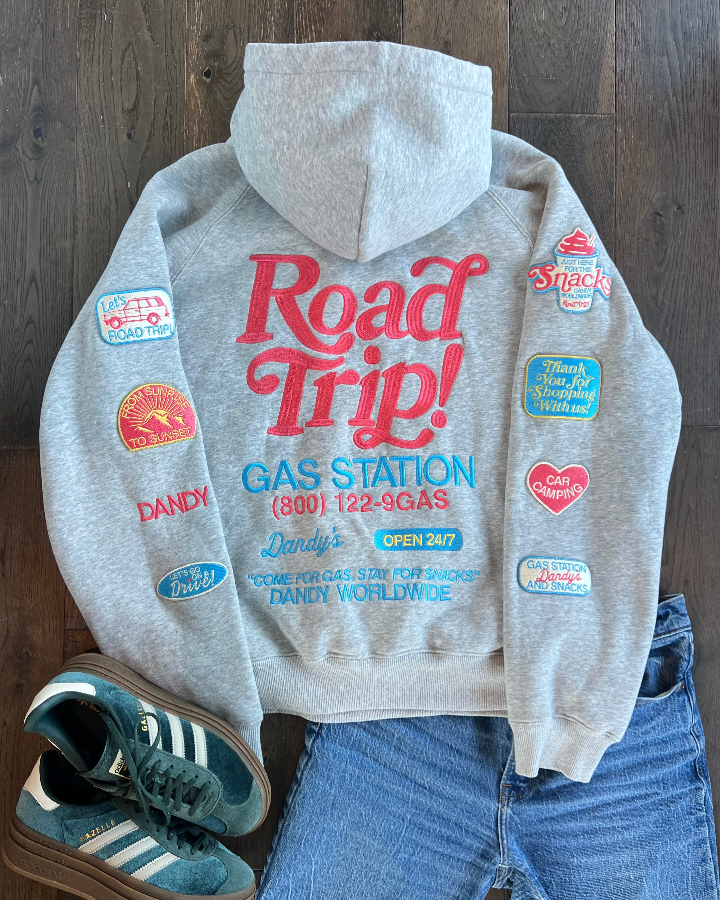 "Road Trip!" Oversized Lux Hoodie in Dark Heather