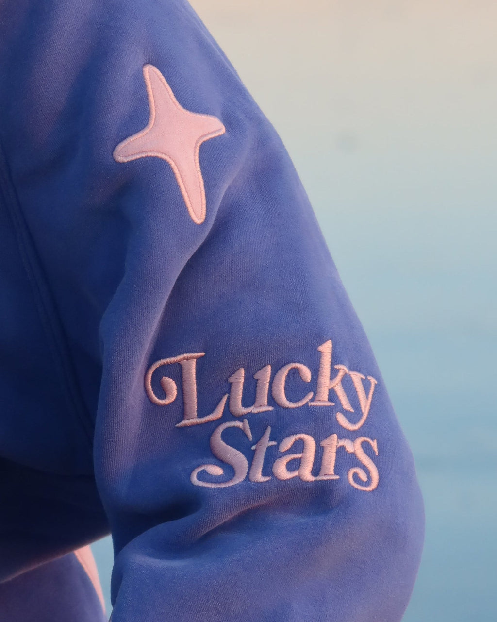 "Lucky Stars" Oversized Lux Hoodie in Vintage Washed Blue