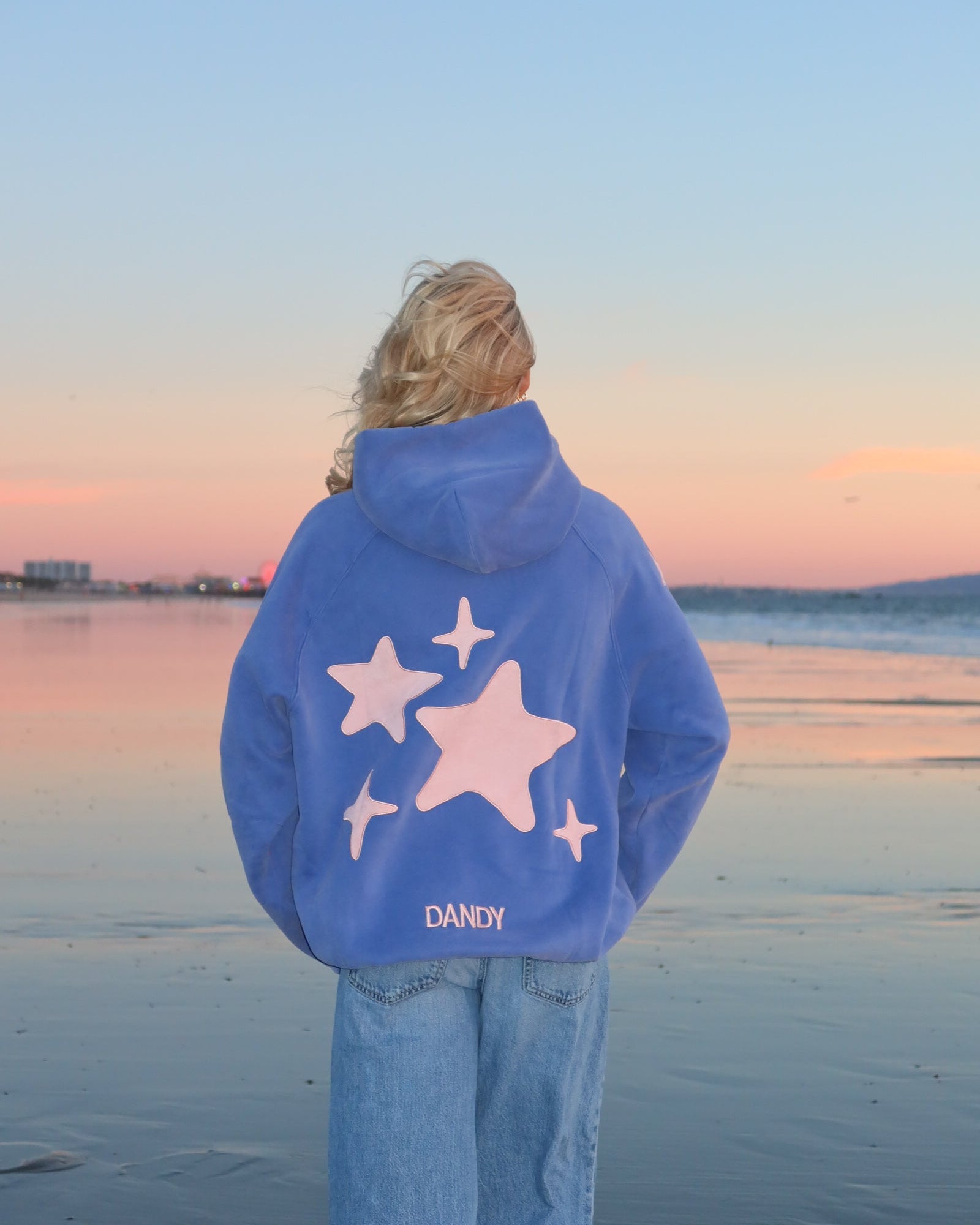 "Lucky Stars" Oversized Lux Hoodie in Vintage Washed Blue