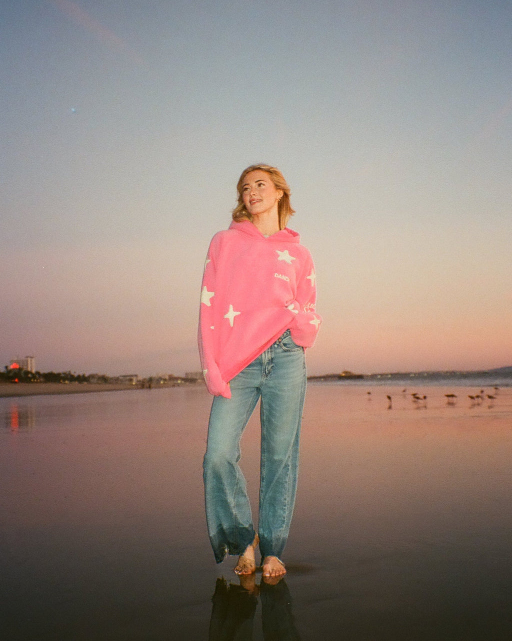 "Lucky Stars" Oversized Lux Hoodie in Vintage Washed Pink
