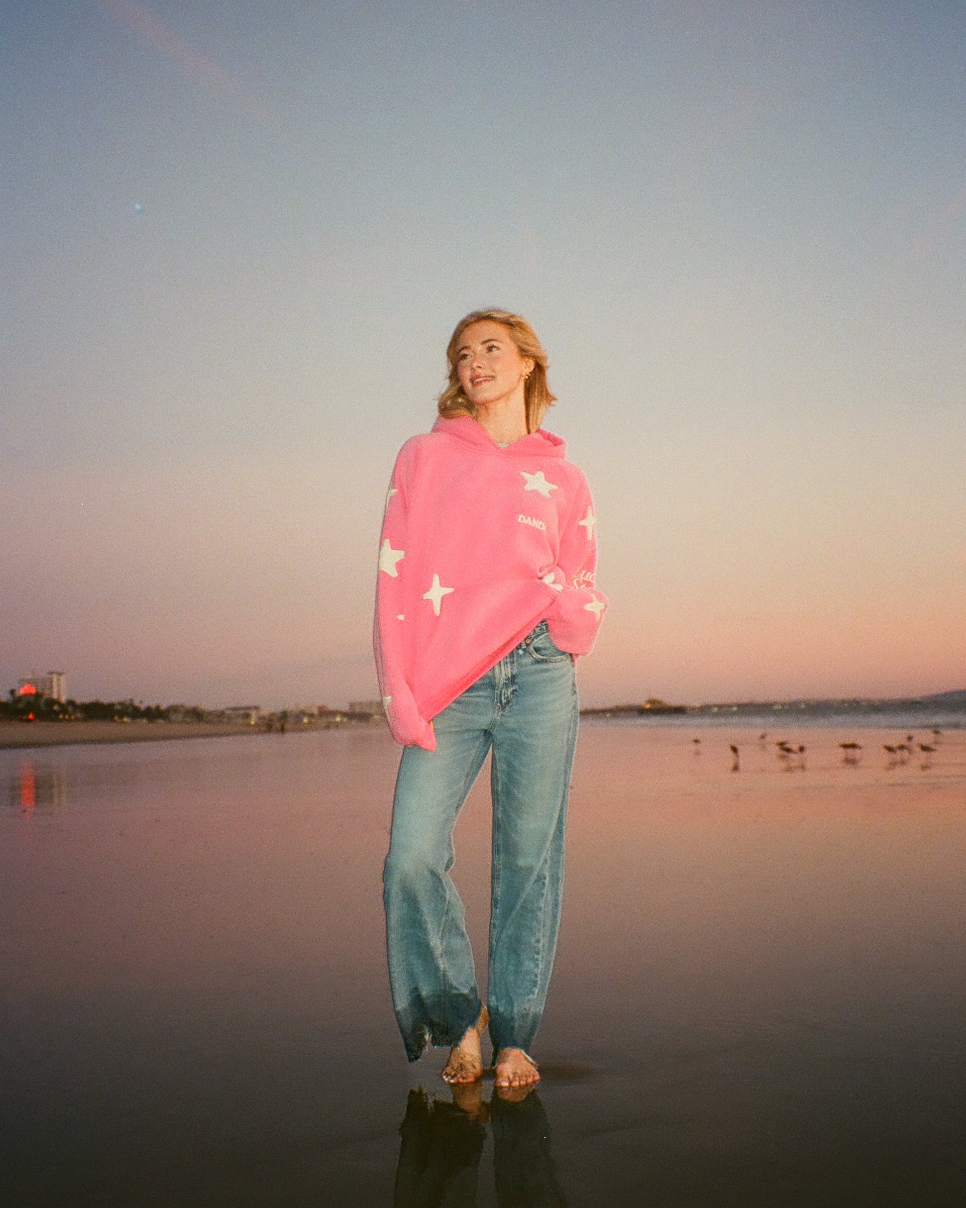 "Lucky Stars" Oversized Lux Hoodie in Vintage Washed Pink