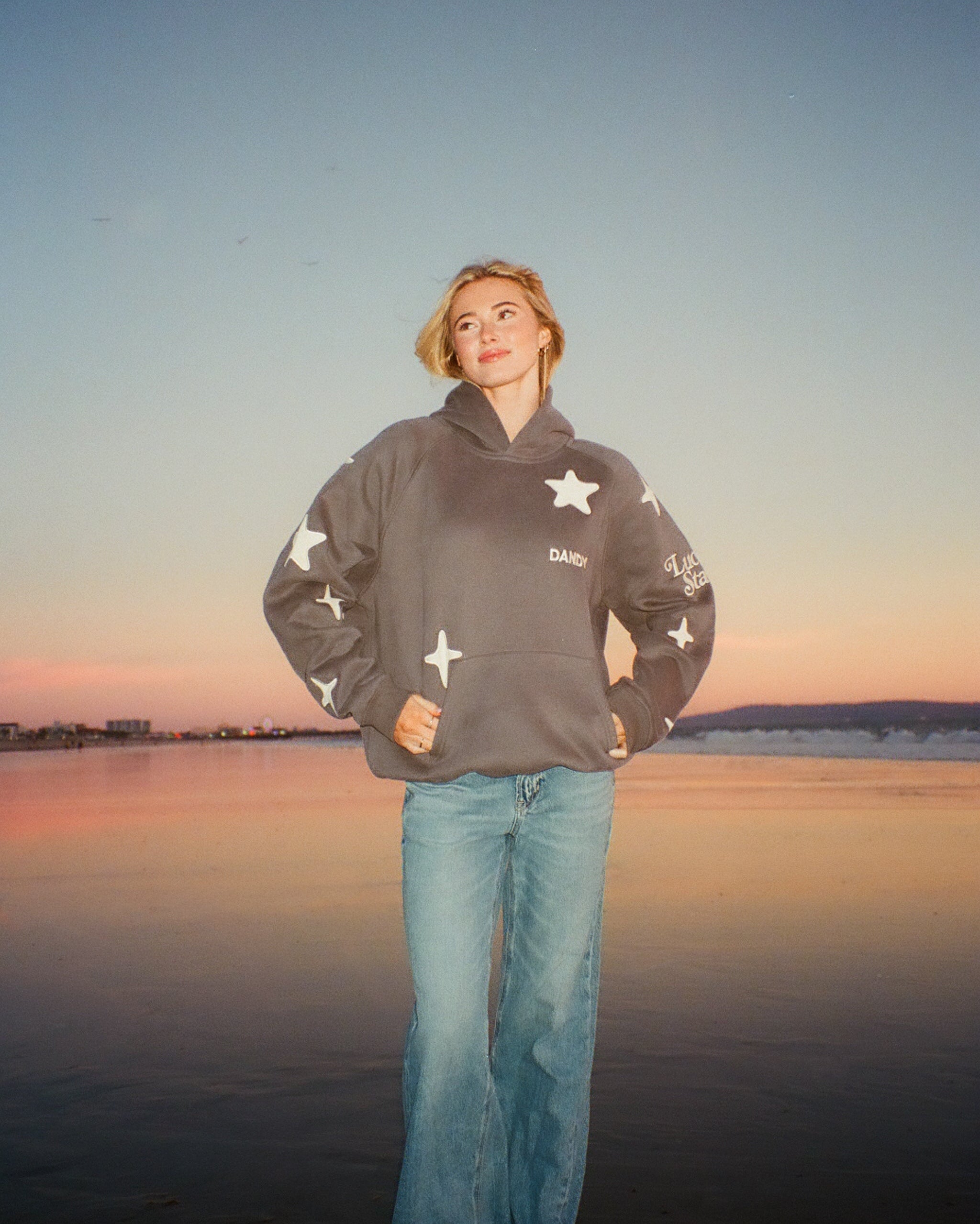 "Lucky Stars" Oversized Lux Hoodie in Dark Gray