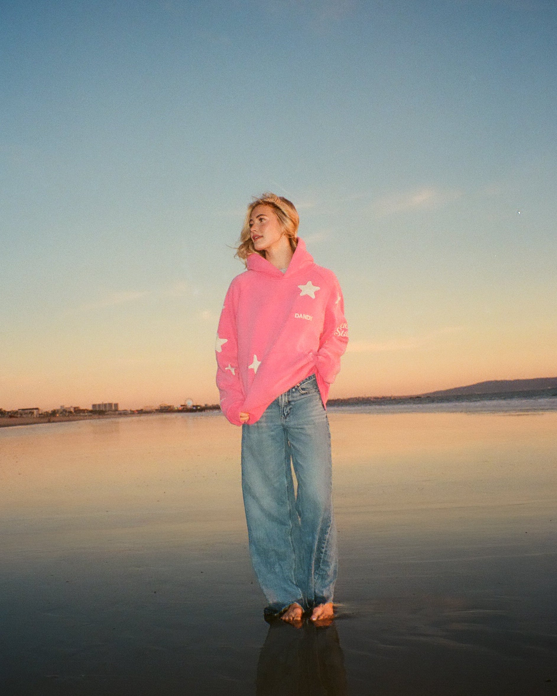 "Lucky Stars" Oversized Lux Hoodie in Vintage Washed Pink