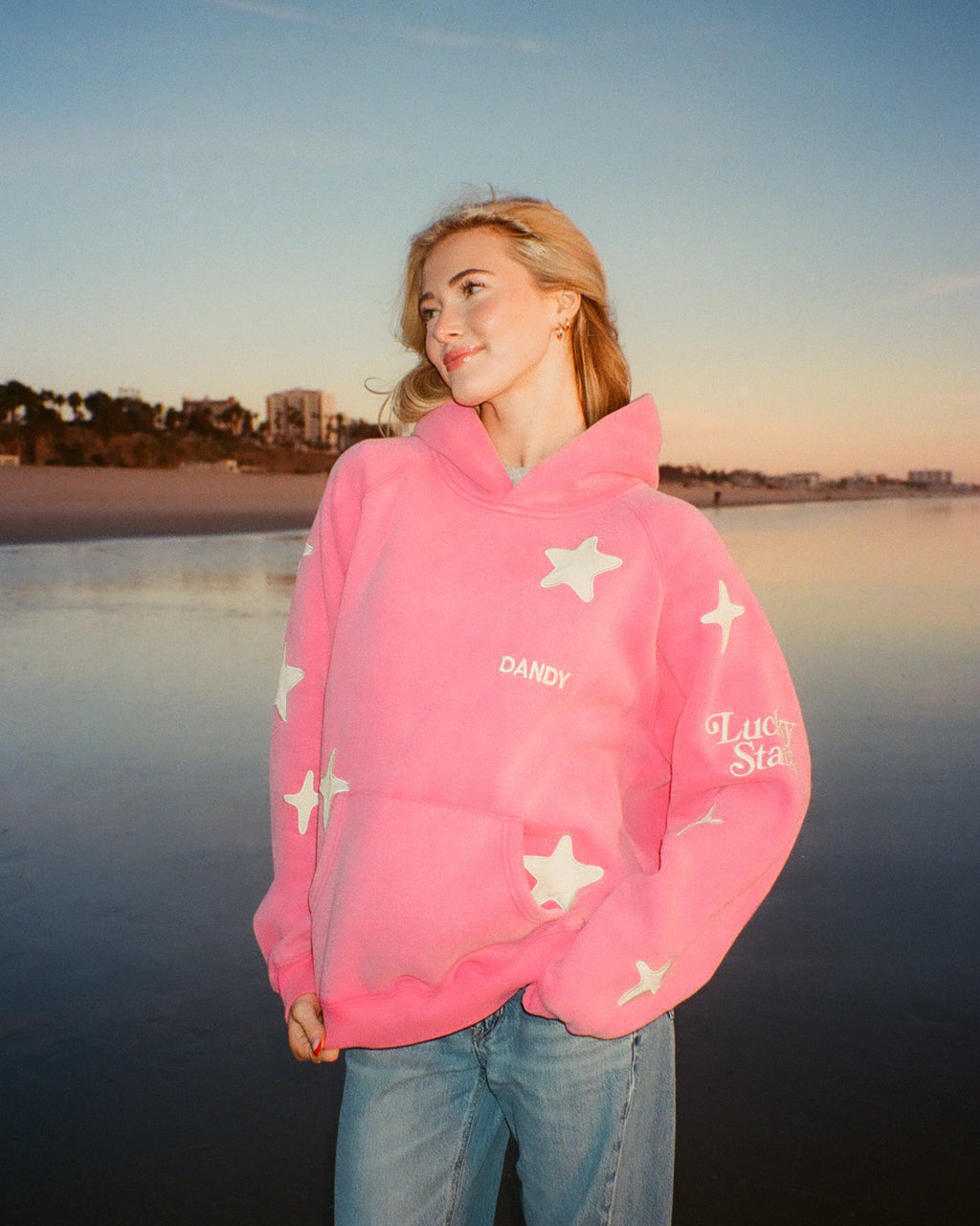 "Lucky Stars" Oversized Lux Hoodie in Vintage Washed Pink