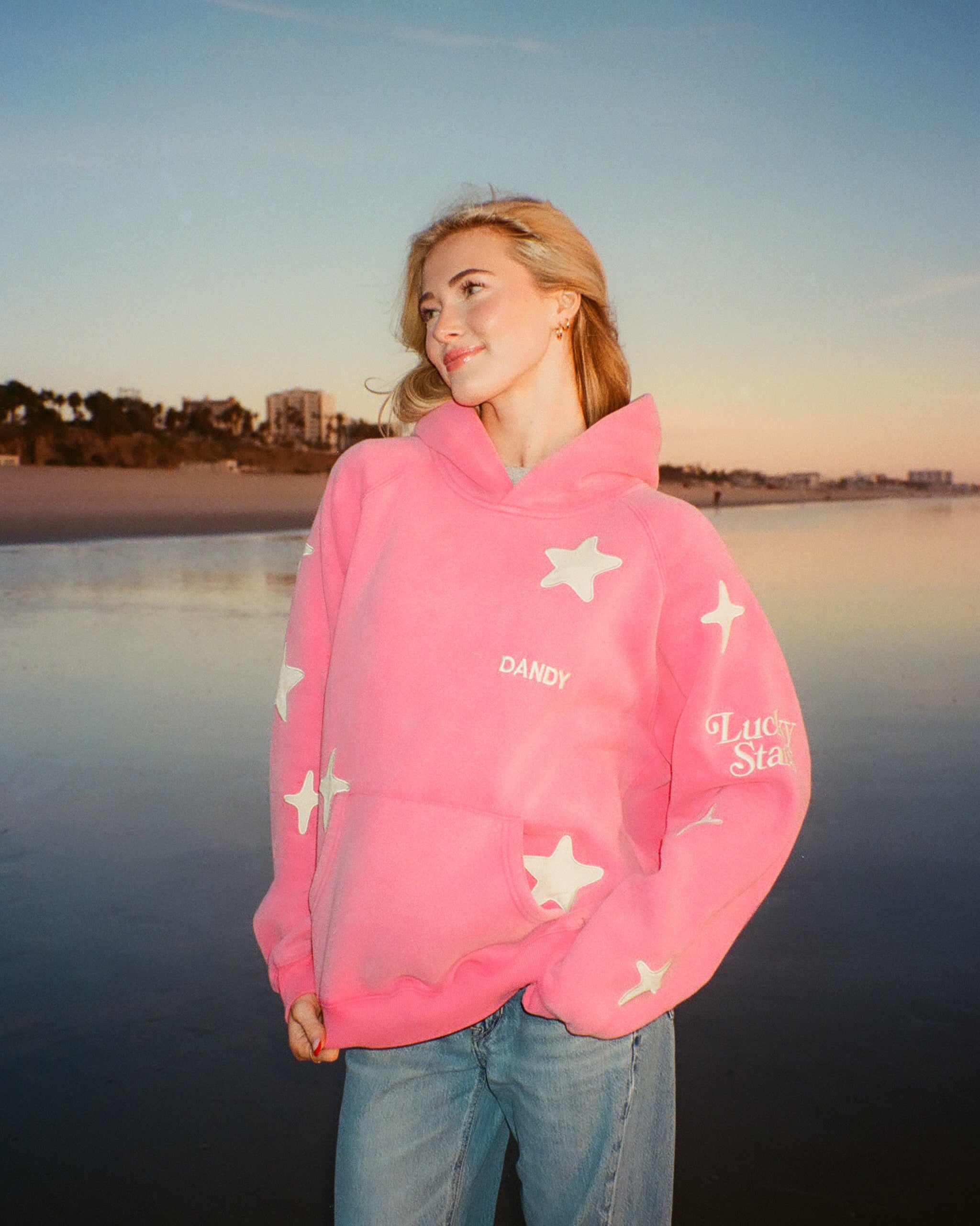 "Lucky Stars" Oversized Lux Hoodie in Vintage Washed Pink